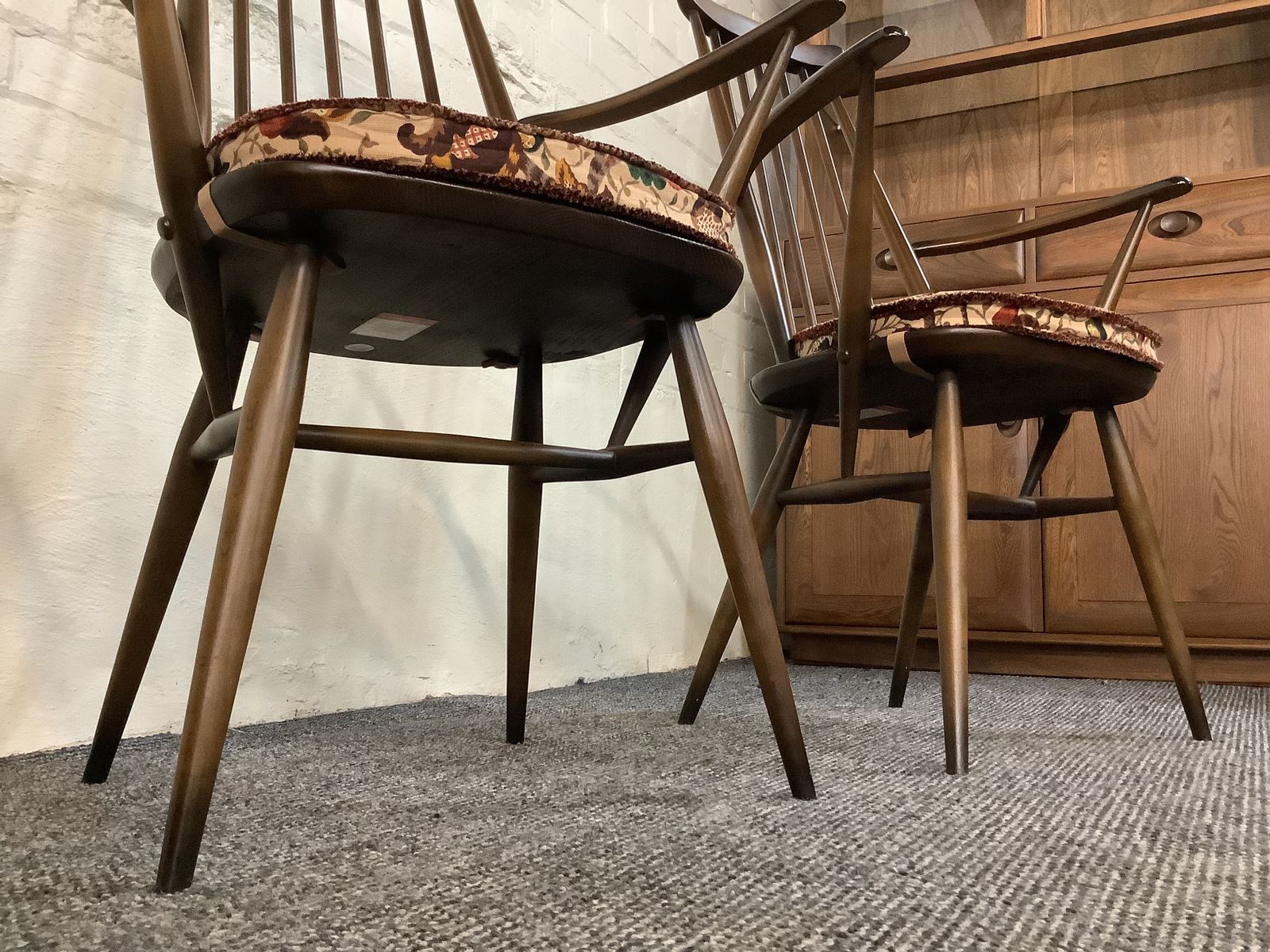 Pair Of Ercol Windsor Goldsmiths Carver Chairs. photo 400.0
