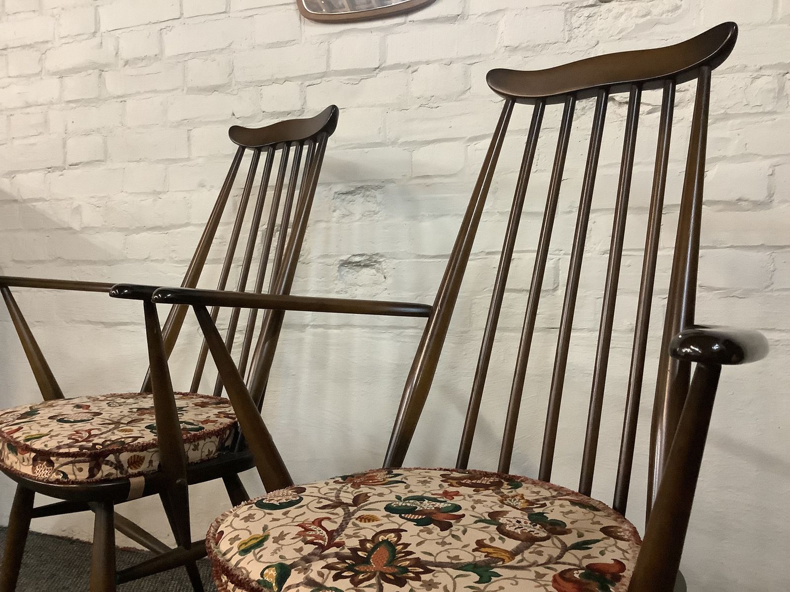 Pair Of Ercol Windsor Goldsmiths Carver Chairs. photo buy