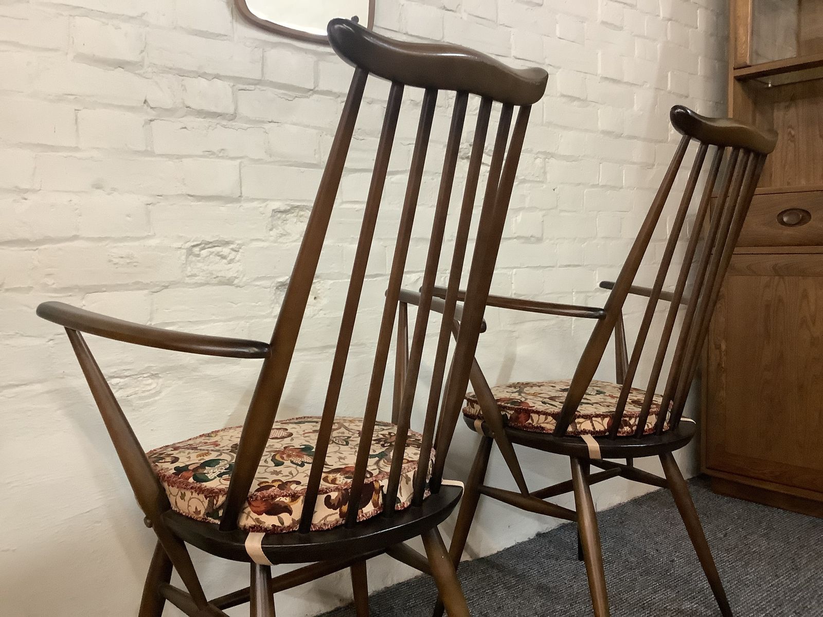 Furniture Pair Of Ercol Windsor Goldsmiths Carver Chairs. photo