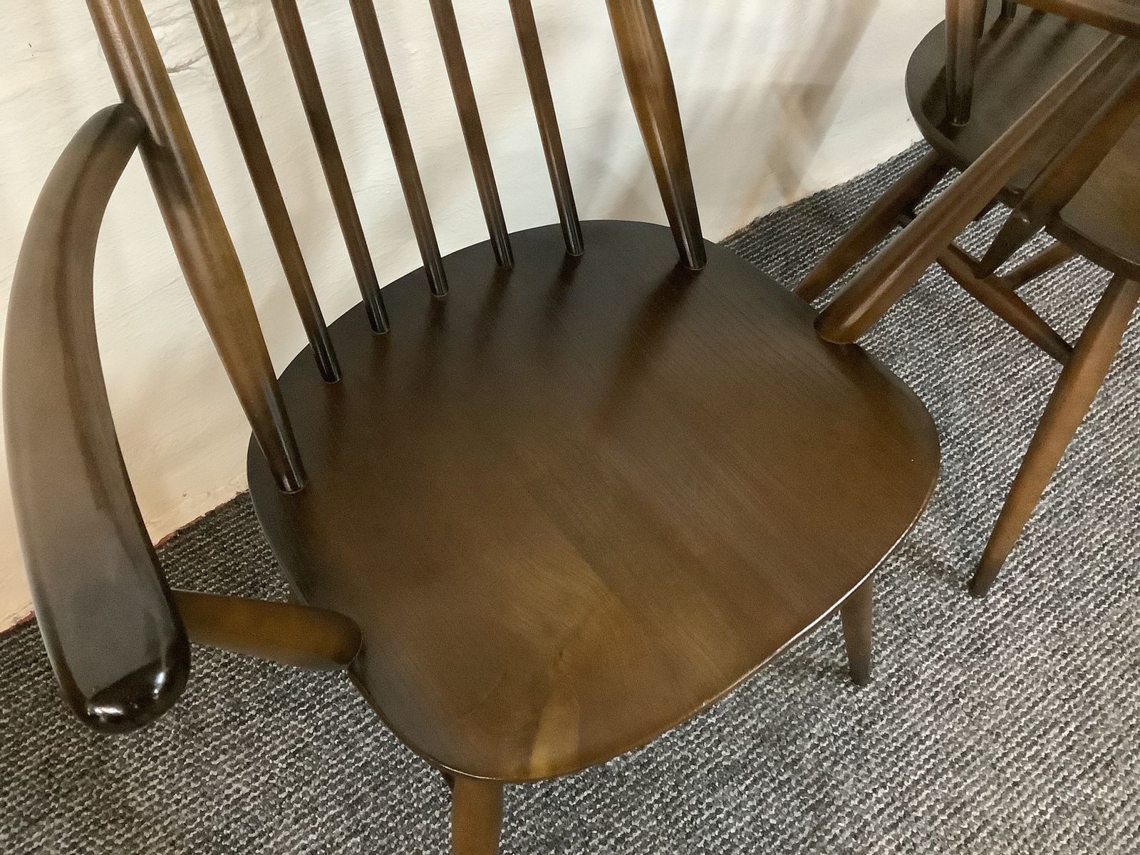 photo buy Pair Of Ercol Windsor Goldsmiths Carver Chairs.