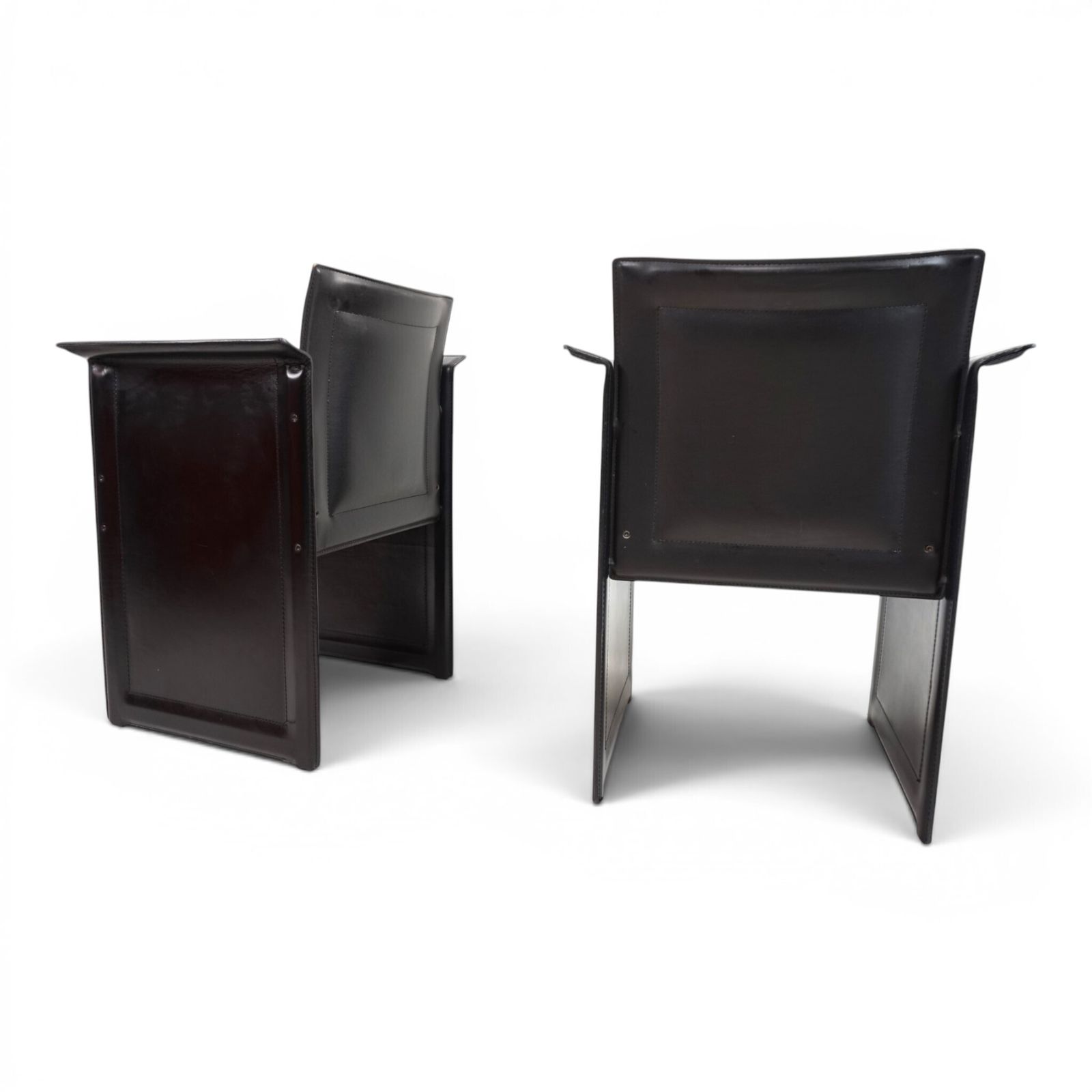 Set Of 2 Arrben Solaria Black Leather Chairs By Tito Agnoli, 1970 photo for sale