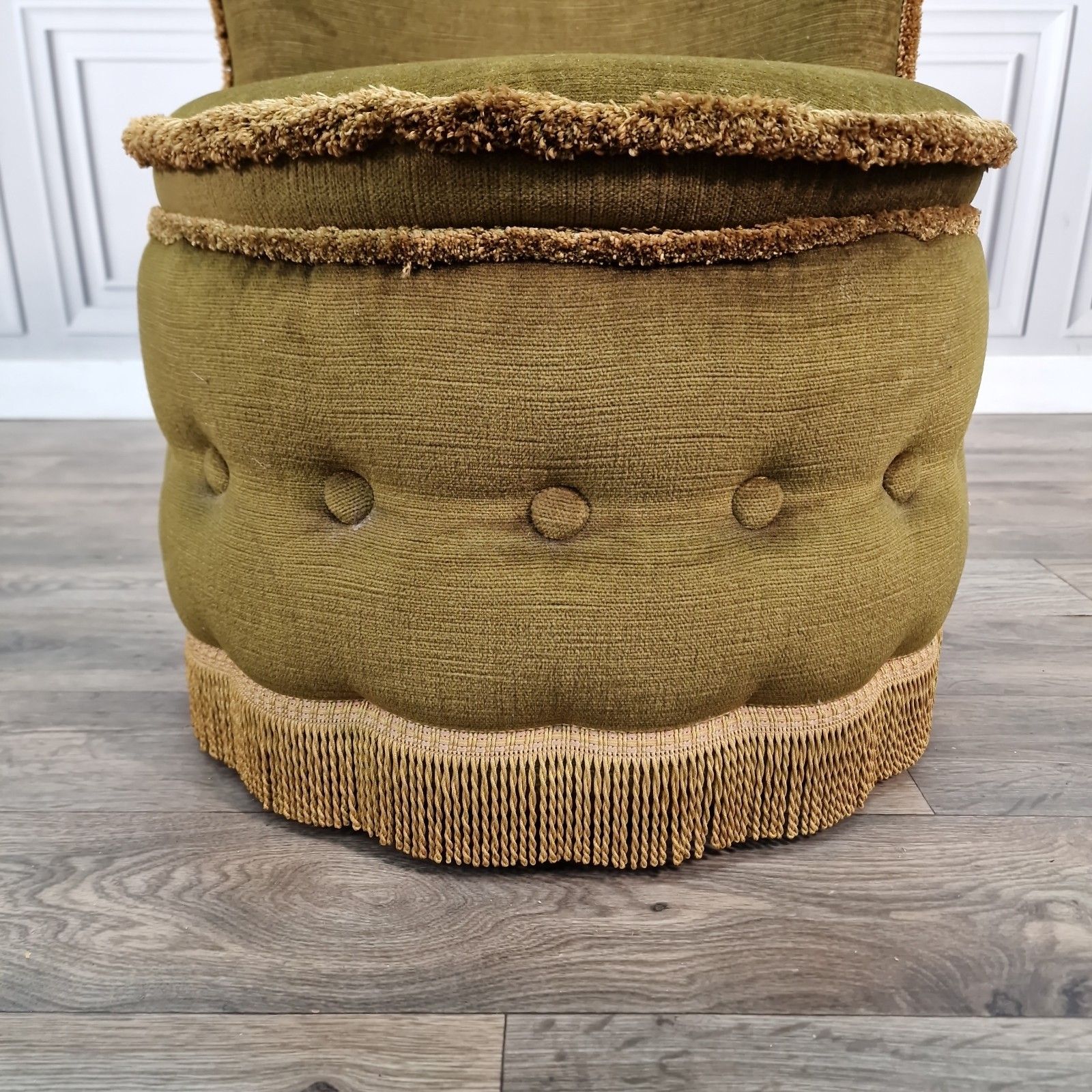 photo for sale Vintage Sherborne Nursing Chair Upholstered Bedroom Cocktail Dressing Seat Mcm