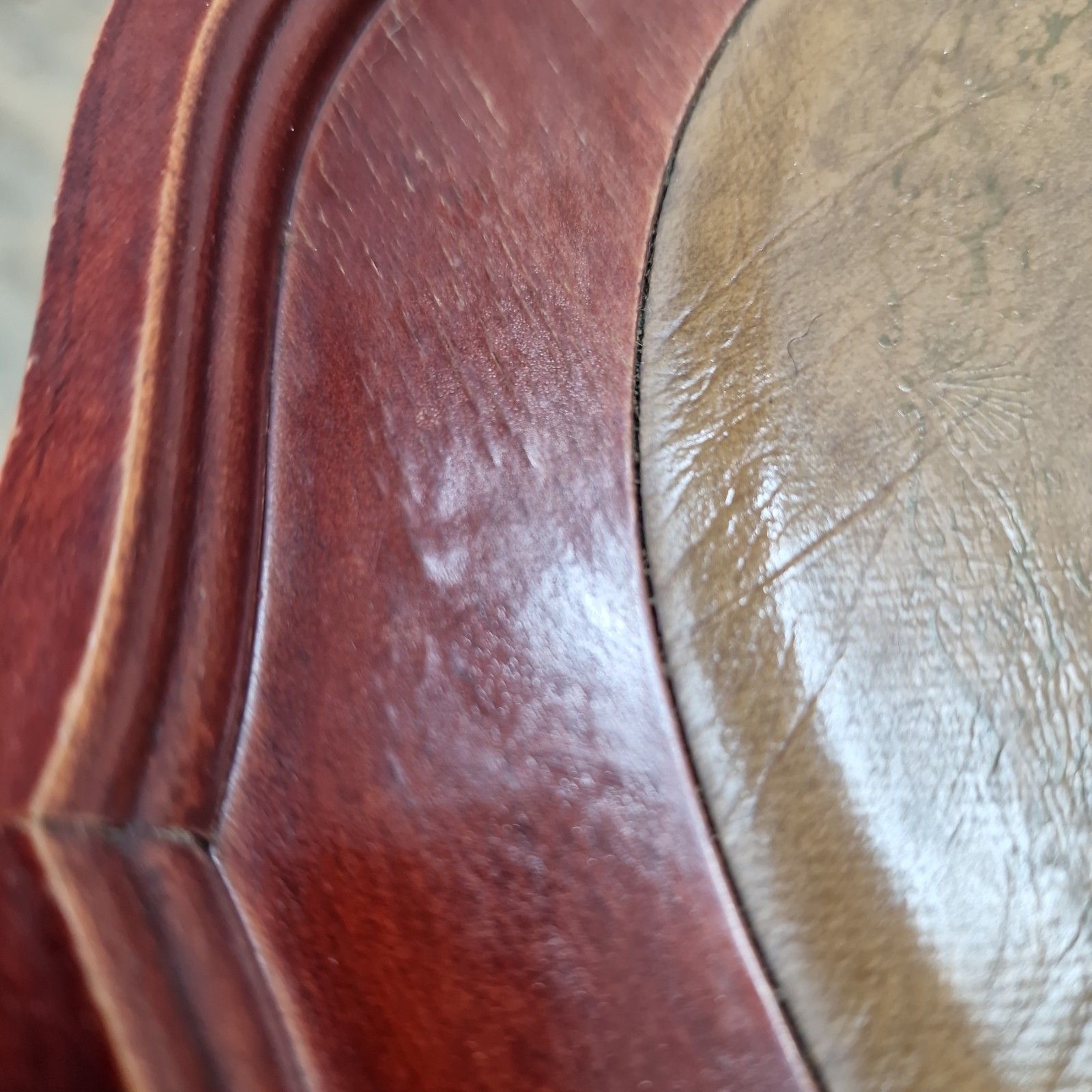 Vintage Wine Side Table Tripod Occasional Antique Style Faux Leather Top photo vintage