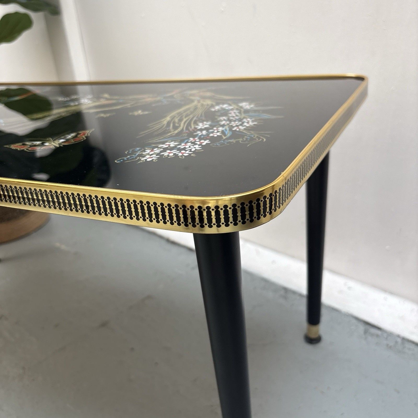 Vintage French Hollywood Regency Style 1970s Black Lacquered Gold Coffee Table photo Furniture