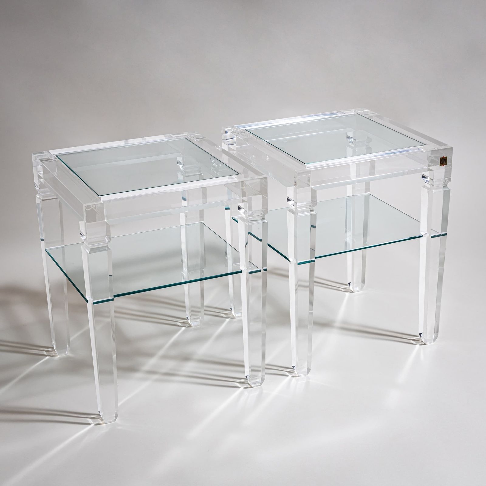 Paar bijzettafels in plexiglas van Fabianart, Rome / Italië, eind 20e eeuw