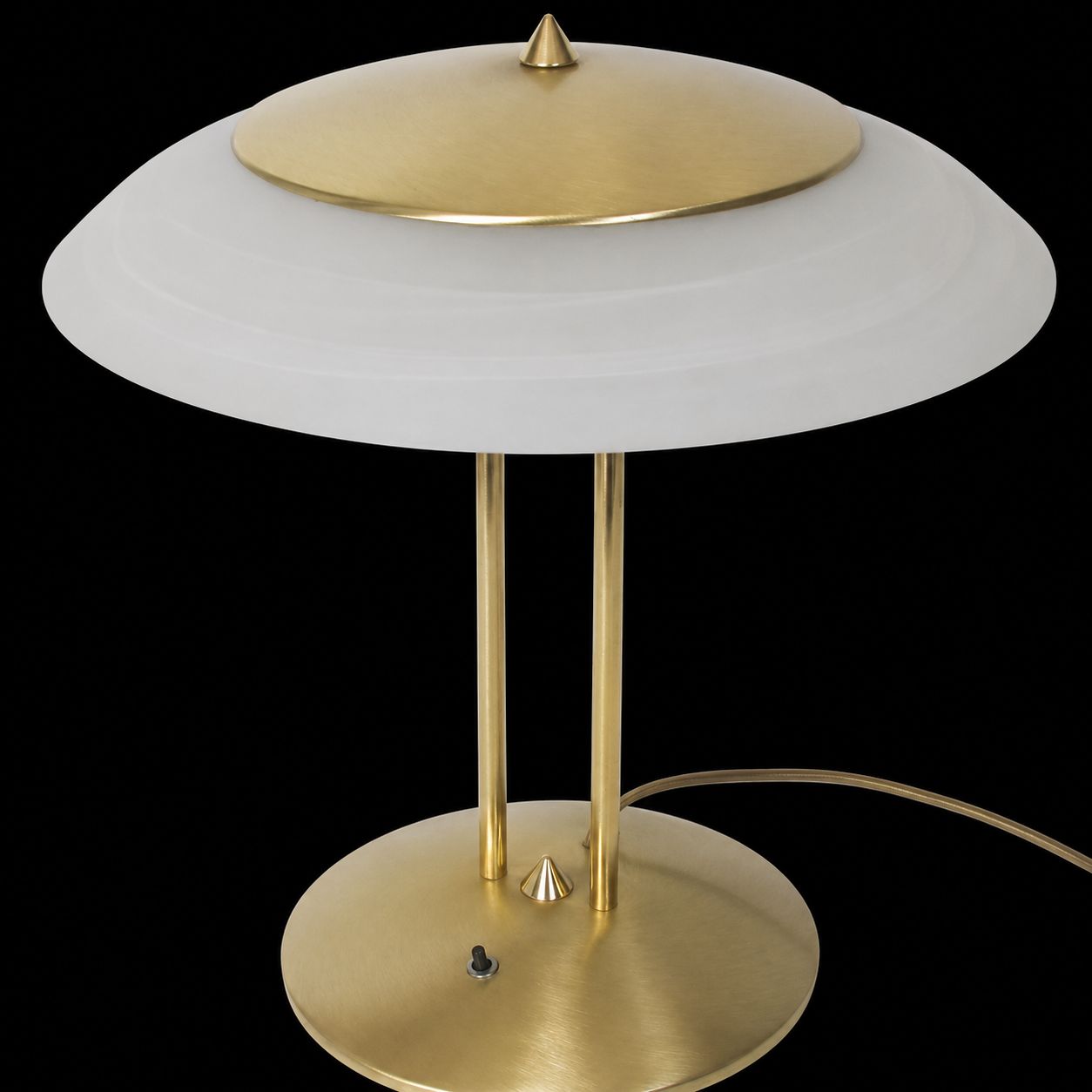 Moderne tafellamp, jaren 1980 | Dimbaar | Messing en glas