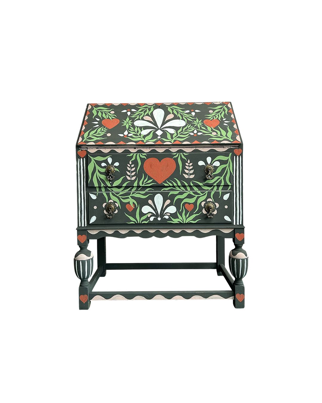 Hand Painted Folk Art Writing Bureau Desk