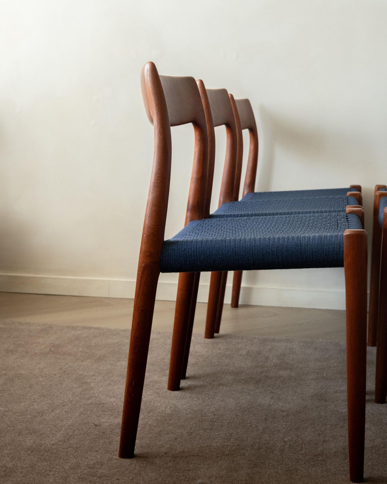 photo for sale Mid Century Modern Teak Dining Chairs Model 77 By Niels Otto Møller, 1960s