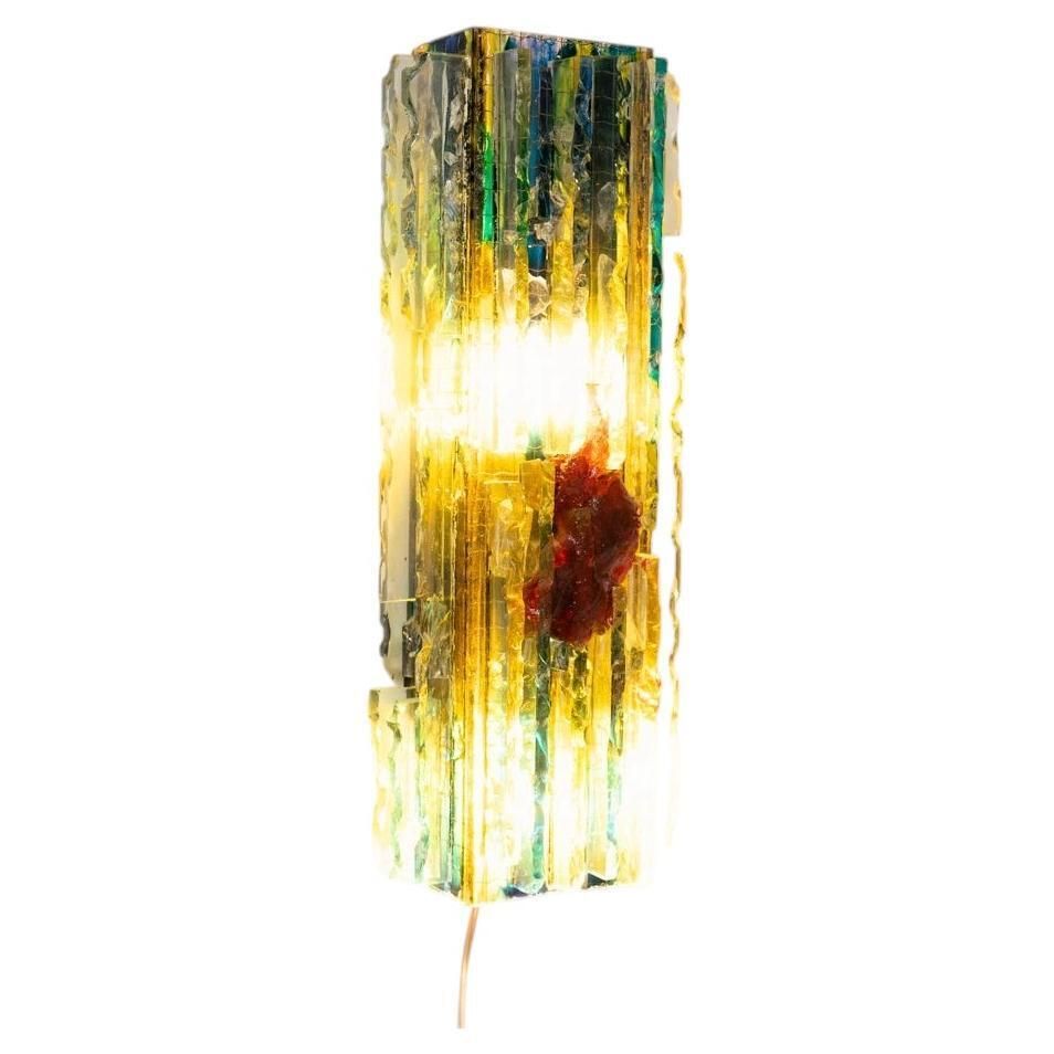Dutch Brutalist Glass All Sconce "Chartres"By Willem Van Oyen For Raak, 196os