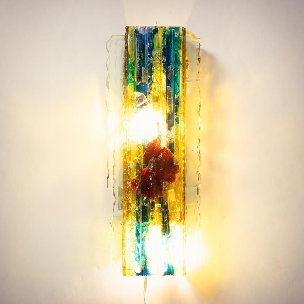 Dutch Brutalist Glass All Sconce "Chartres"By Willem Van Oyen For Raak, 196os photo furniture
