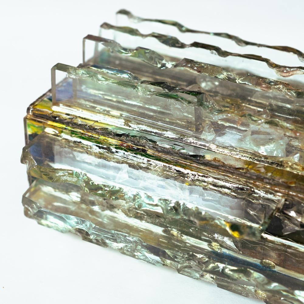 photo vinterior Dutch Brutalist Glass All Sconce "Chartres"By Willem Van Oyen For Raak, 196os
