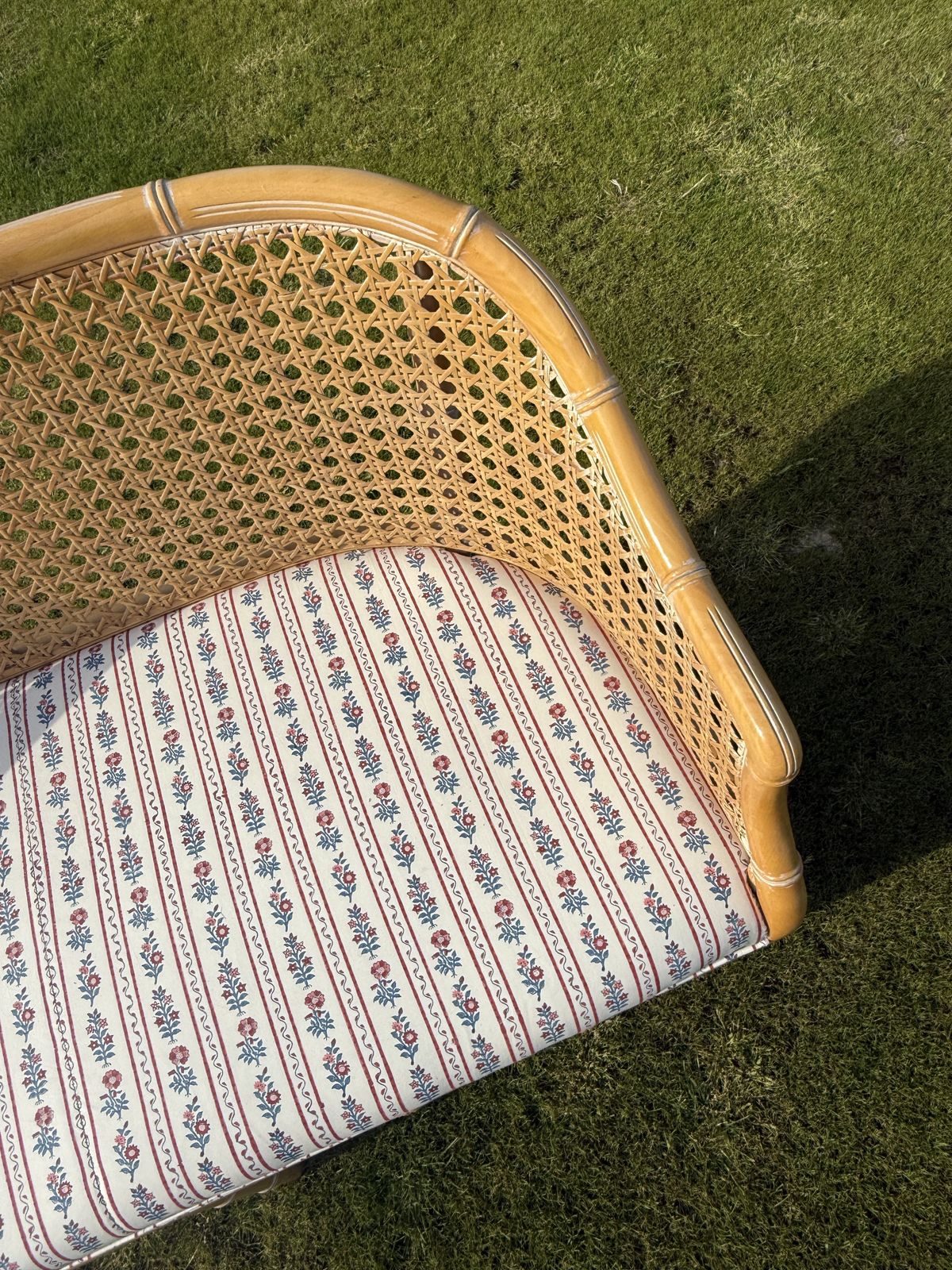 Late 20th Century Chinese Chippendale Style Faux Bamboo Loveseat photo for sale