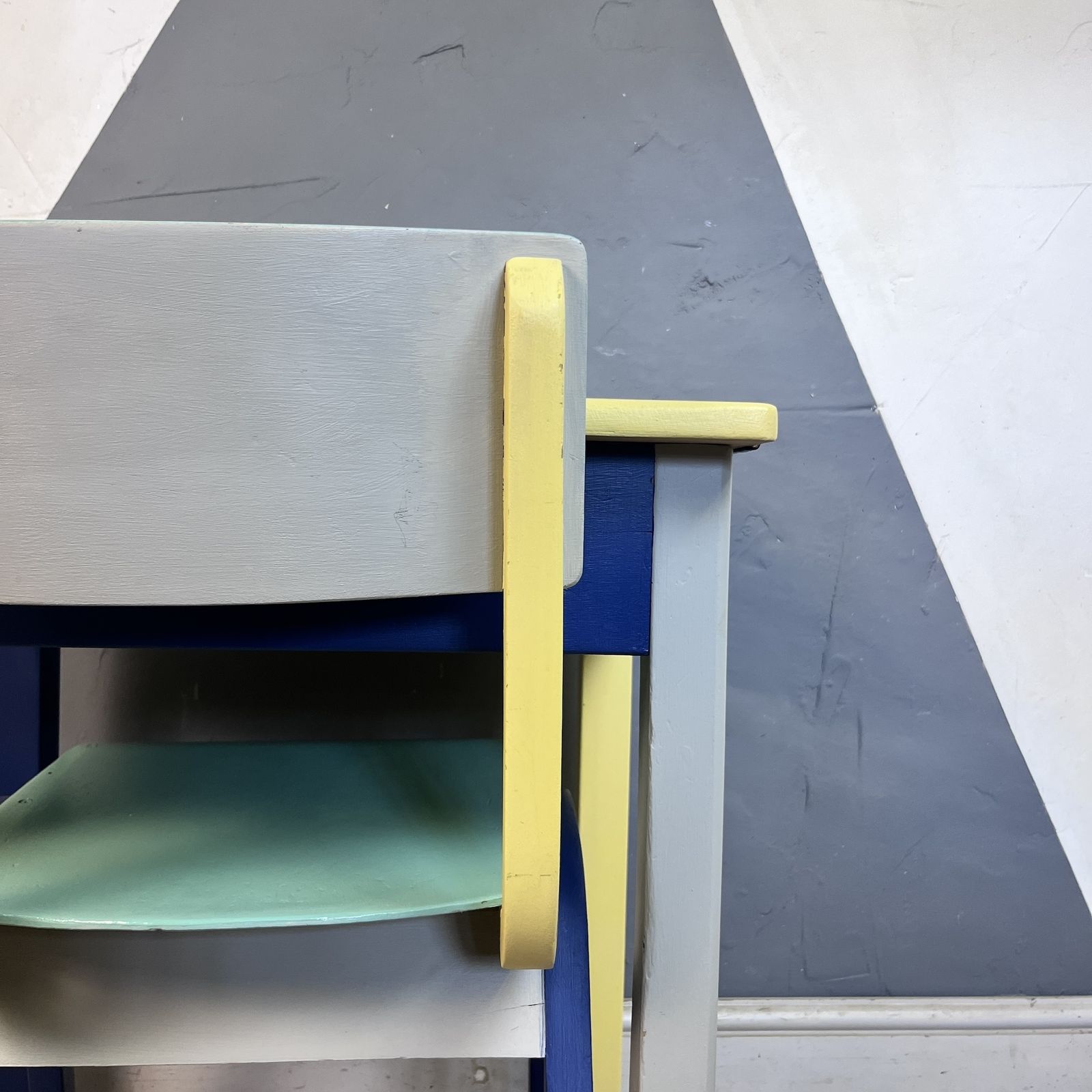Mid Century Colourful Kids School Desk And Chair photo vinterior