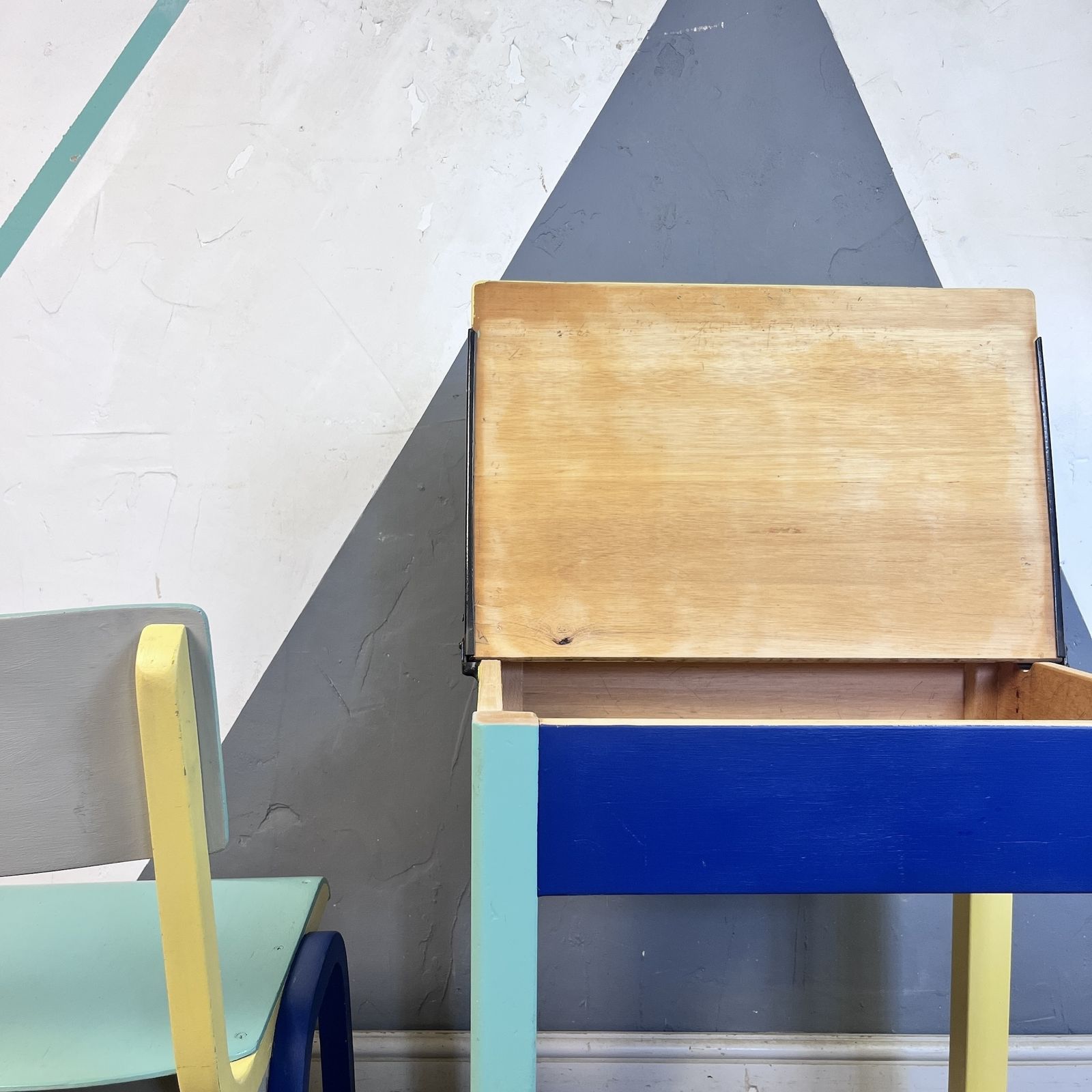 photo for sale Mid Century Colourful Kids School Desk And Chair
