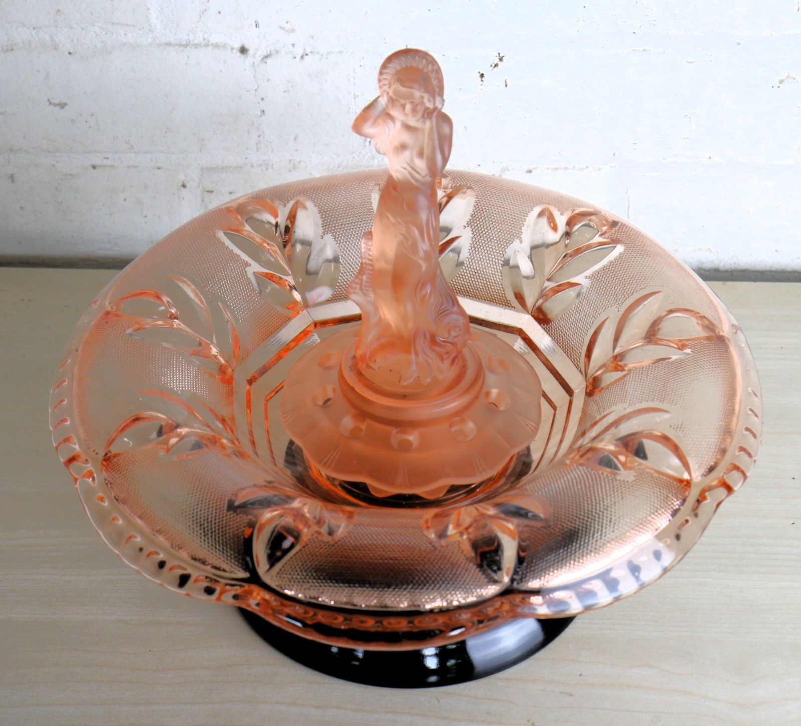 Art Deco Glass Centrepiece By Walther & Sohne Arabella Figure In Pink 1930s photo Home Decor