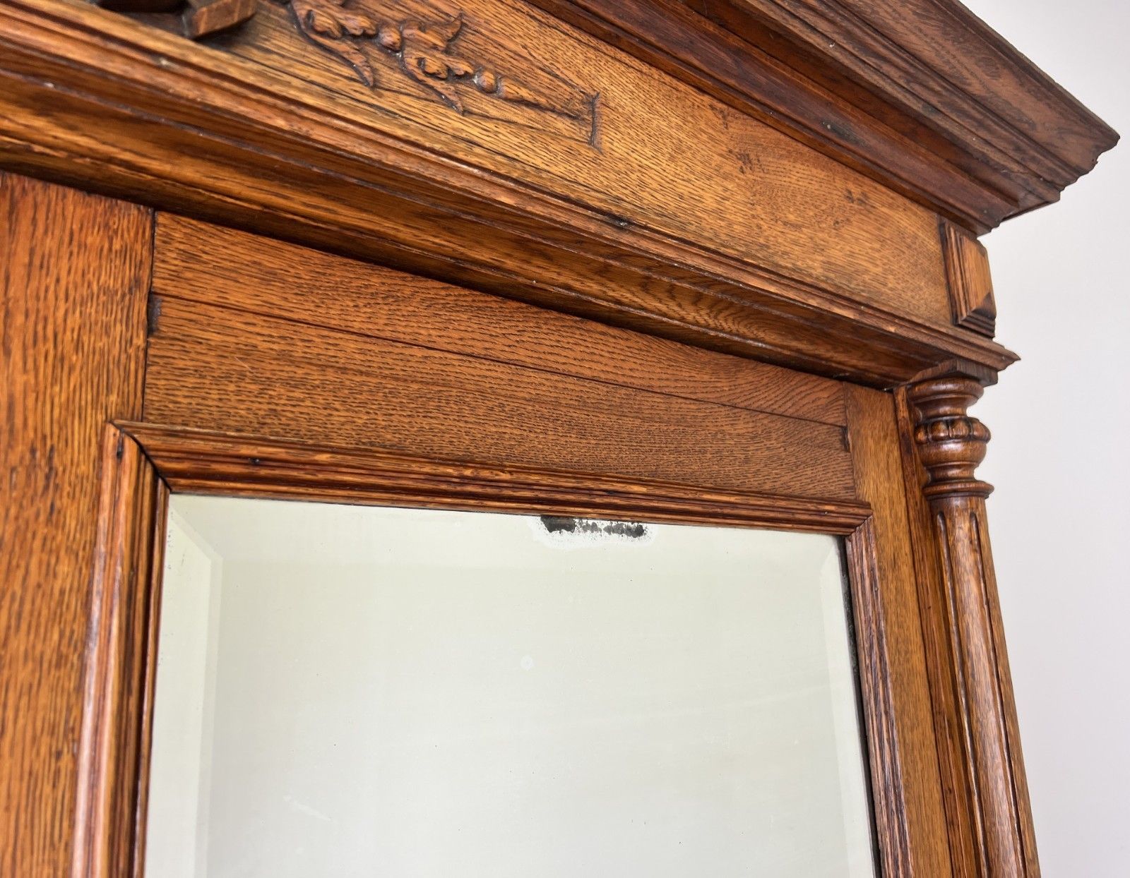 Wardrobe Antique French Oak Two Door Mirrored Carved Armoire Cabinet Lot 6120 photo vinterior