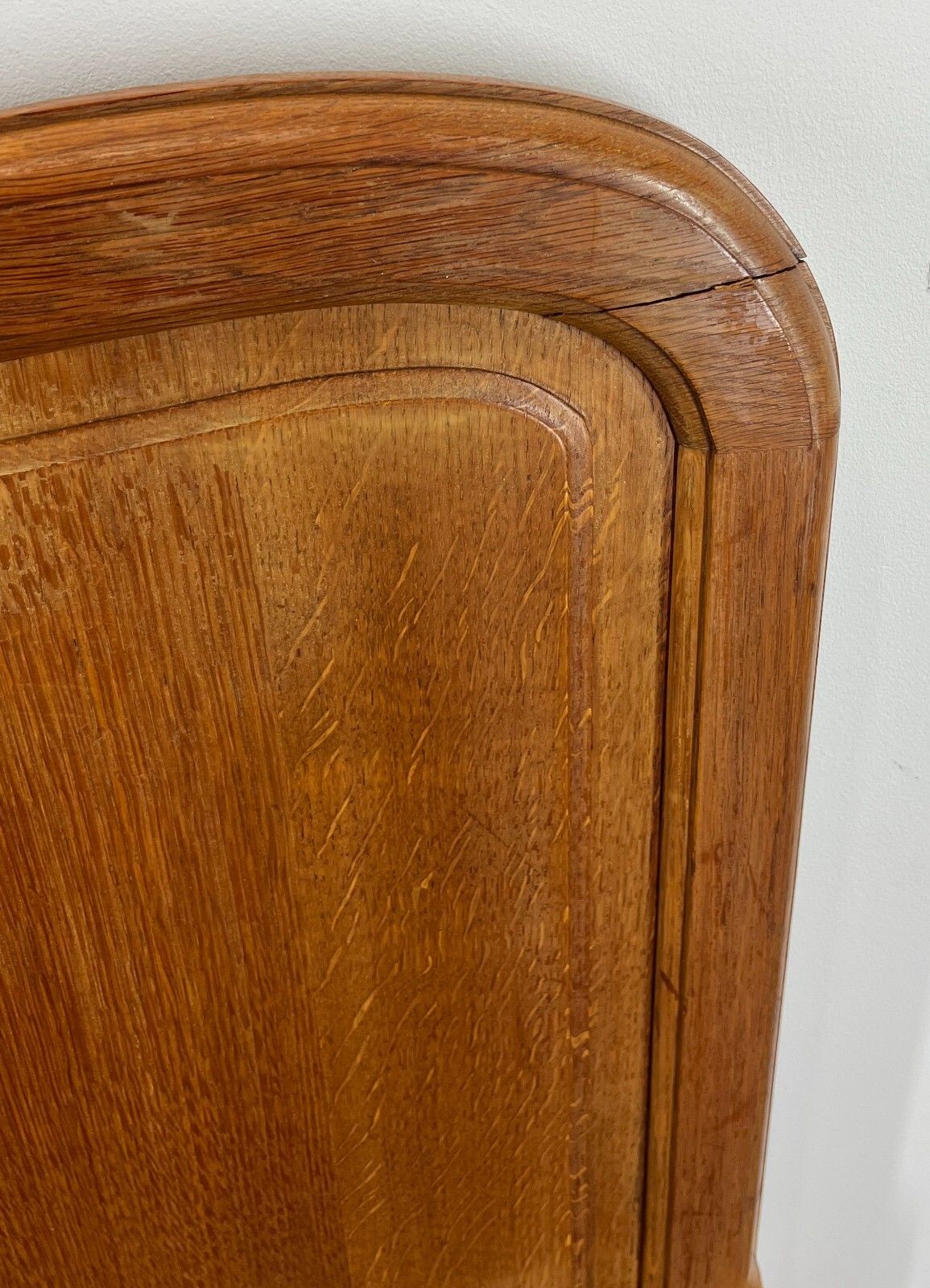 photo for sale Bed Vintage French Louis XVI Oak Double Bed Frame Carved Headboard Lot 2964