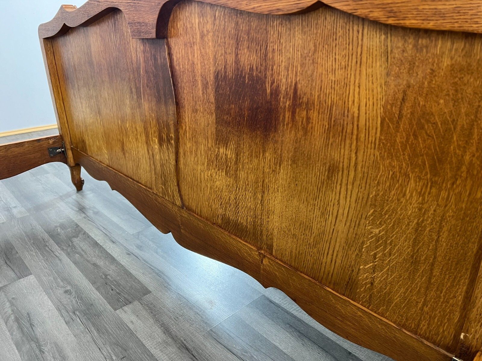 Bed Vintage French Louis XVI Oak Double Bed Frame Carved Headboard Lot 2967 photo buy