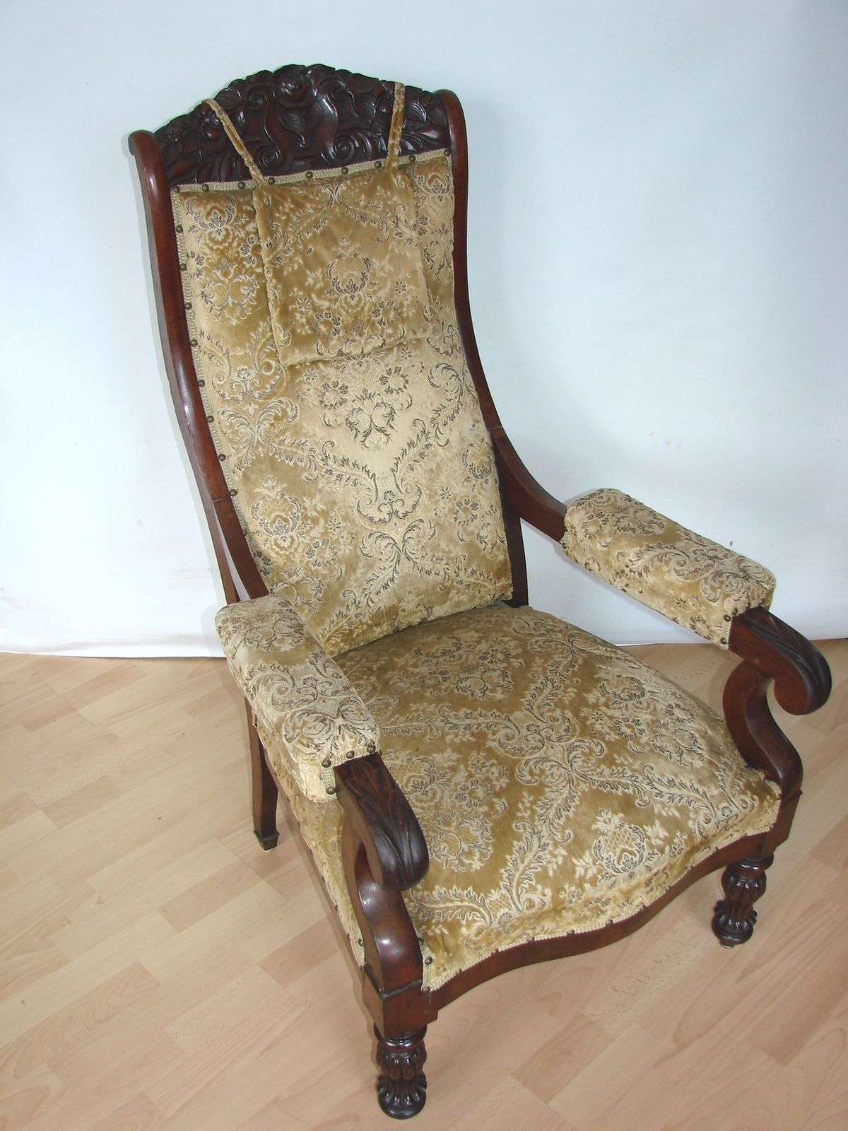 photo buy An Antique Armchair From The Turn Of The 19th And 20th Centuries, Carved Walnut, Springs