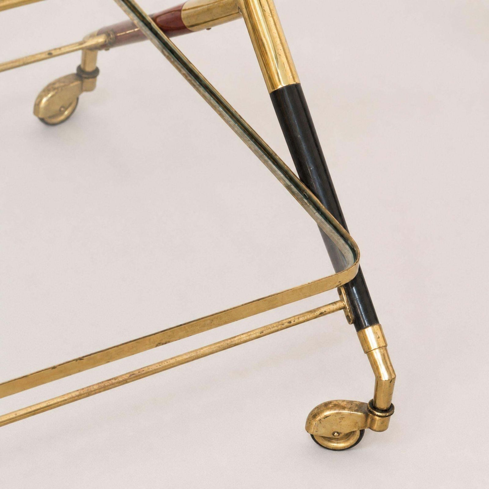 Italian Mid Century Modern Bar Cart Brass Glass Tray By Cesare Lacca, 1950s photo buy