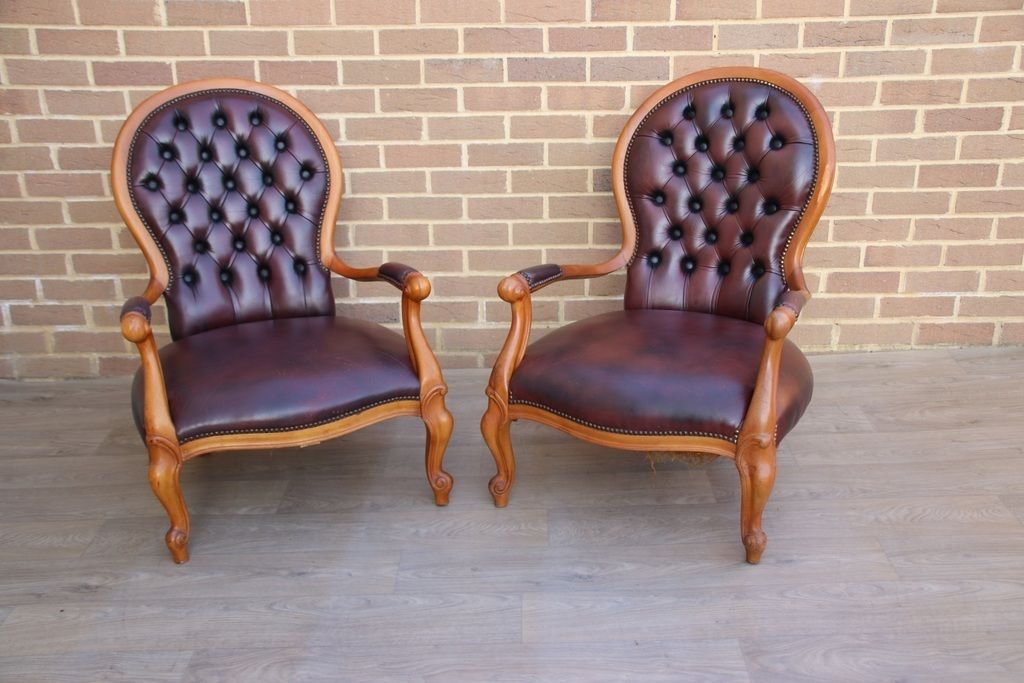 Pair Of Chesterfield Parlour Armchairs photo for sale