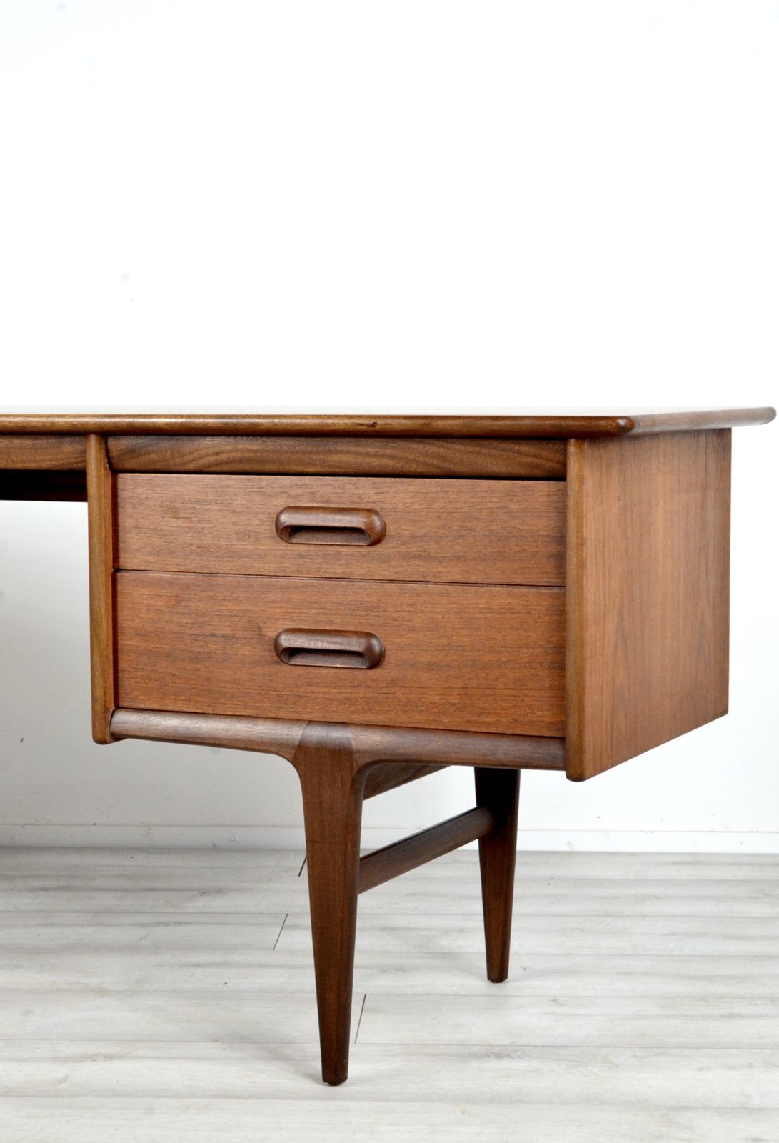 Midcentury Afromosia Desk From A. Younger Designed By John Herbert. Vintage Modern / Retro / Danish Style. photo vintage