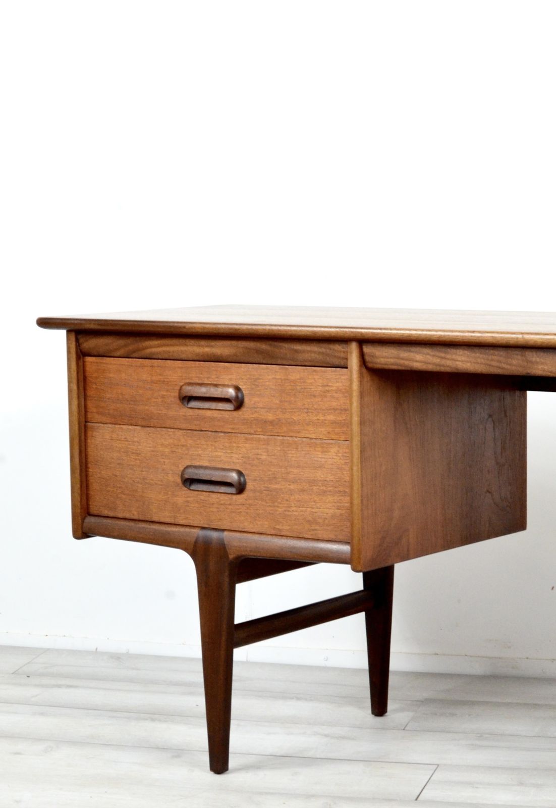 photo furniture Midcentury Afromosia Desk From A. Younger Designed By John Herbert. Vintage Modern / Retro / Danish Style.