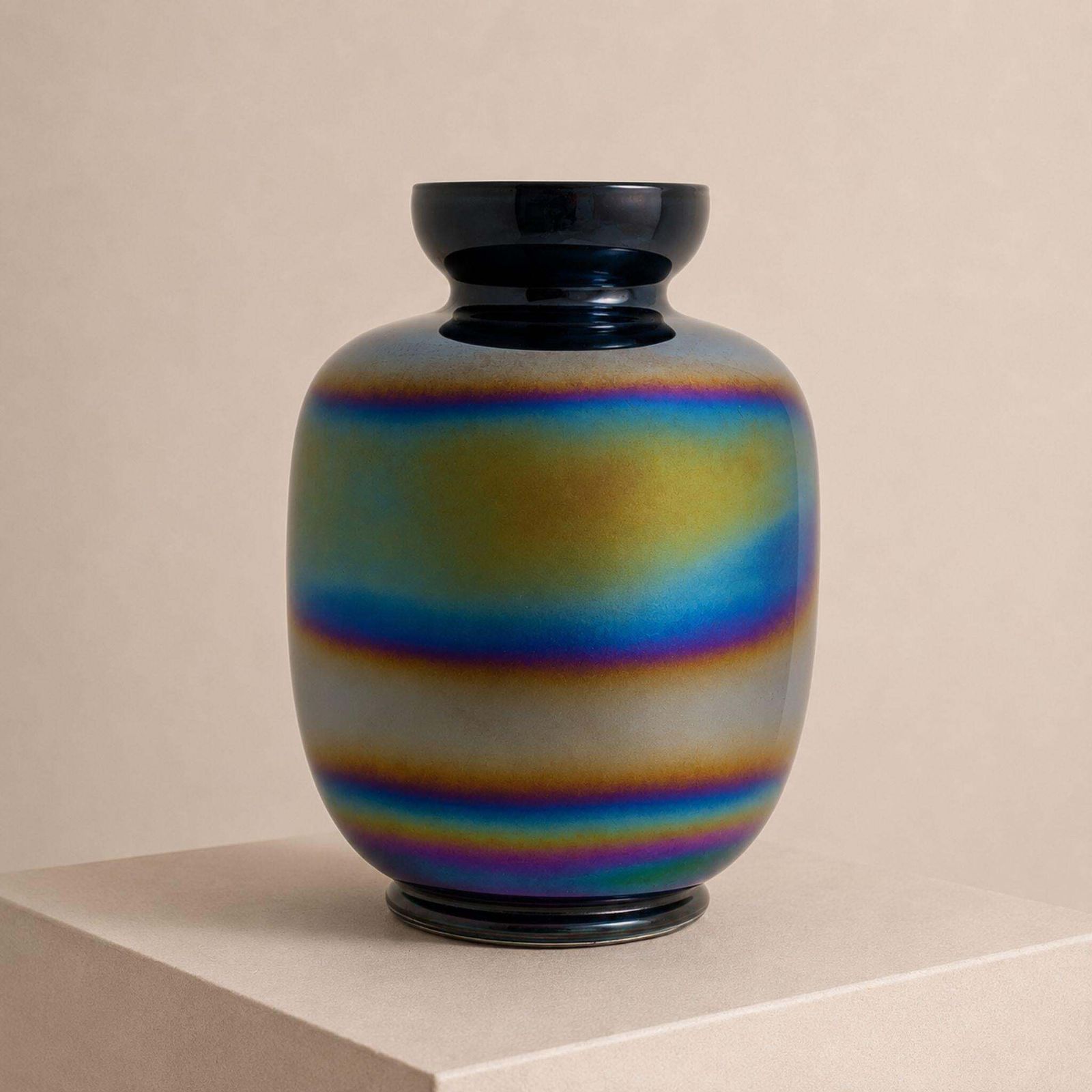 Italian In Style Of Venini Vase Murano Glass Holographic Iridescent, 1970s photo buy