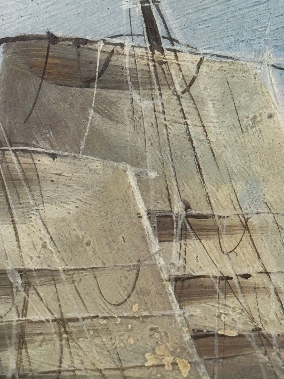 3980.0 Early 20th Century Colonial Marine Painting Outbound Junk On The Pearl River, Hong Kong photo