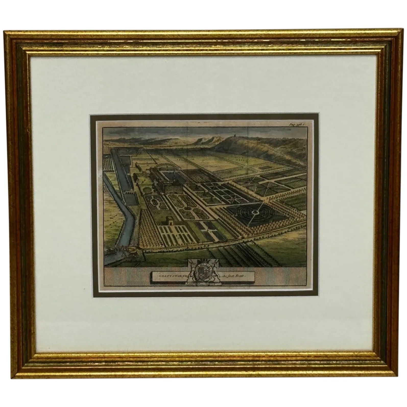 Chatsworth House, Derbyshire 18th Century Copper Engraving After Leonard Knyff
