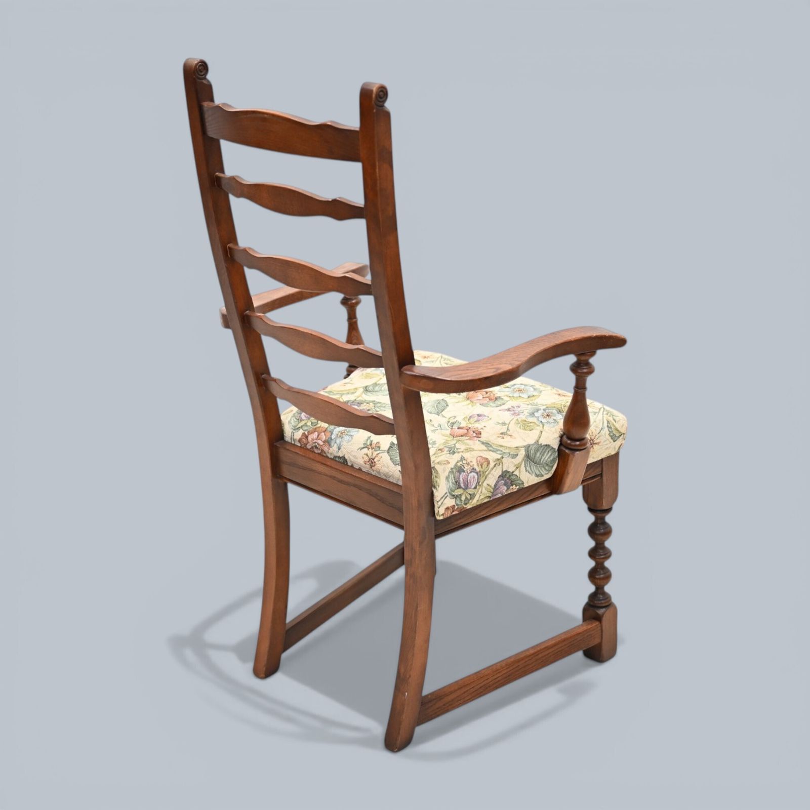 photo vintage 6 Old Charm Ladderback Dining Chairs Drop In Seats Tudor Brown Free Uk Delivery*