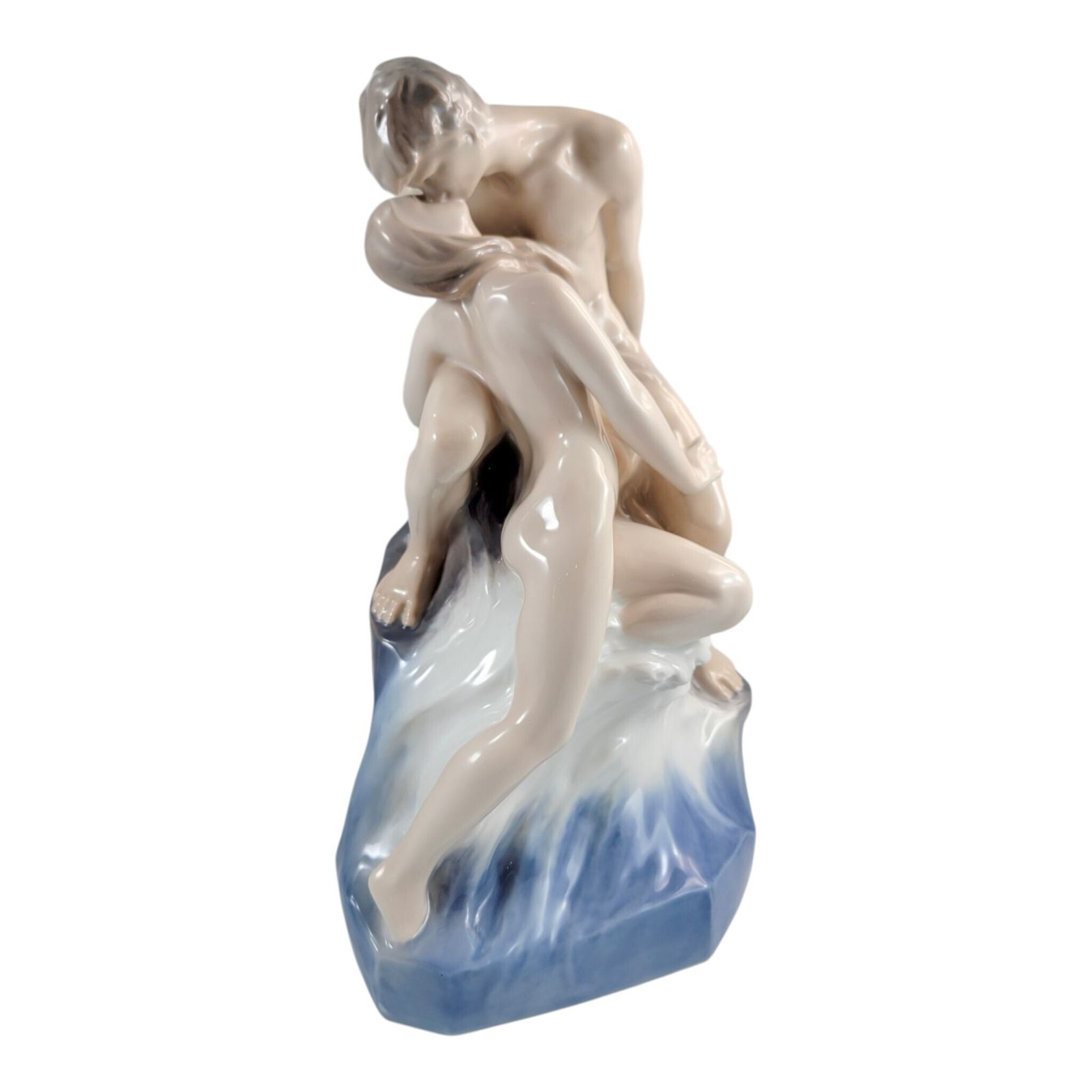 Royal Copenhagen “Wave And Rock” Porcelain Sculpture By Theodor Lundberg, Denmark, 1968 photo vintage