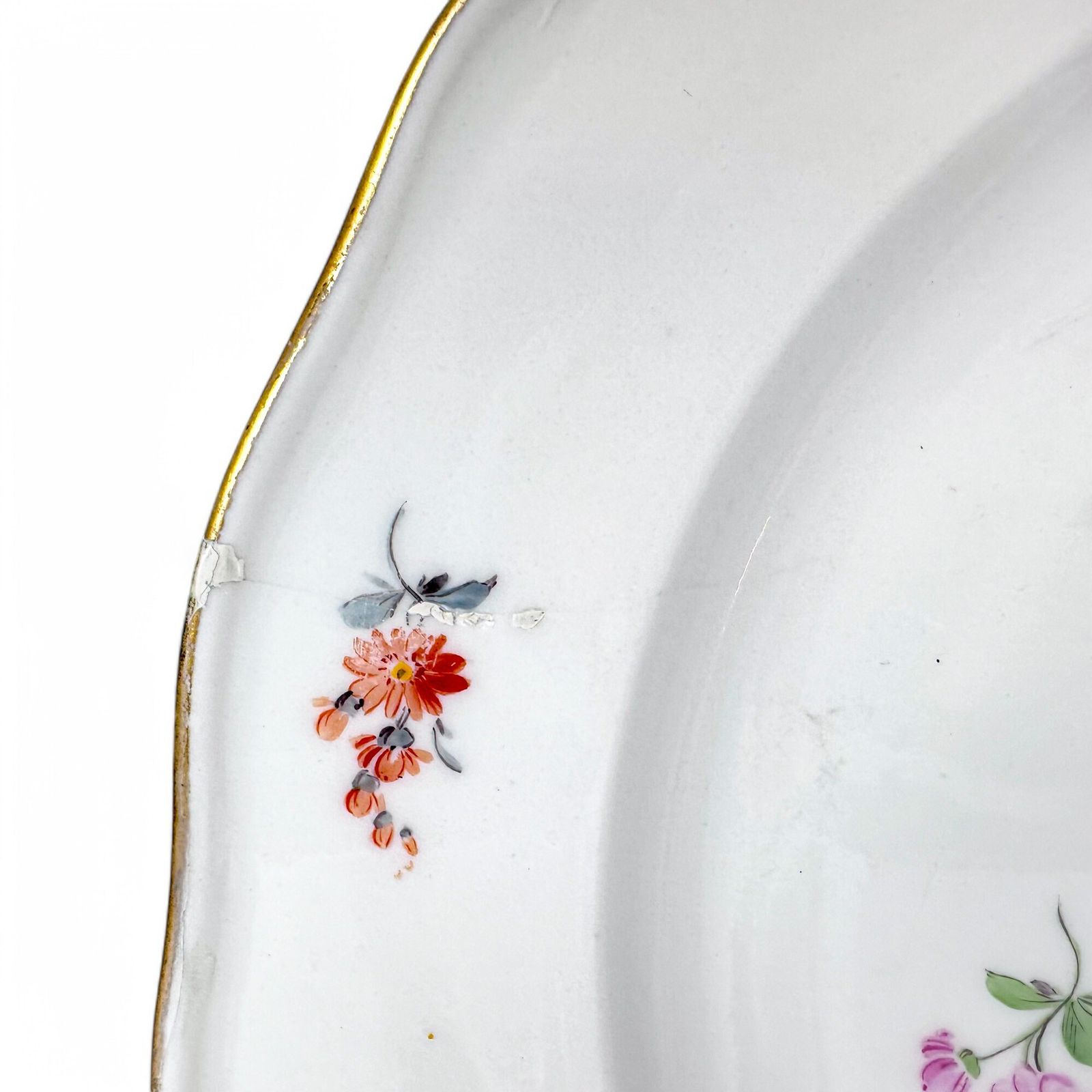 photo vinterior Set van drie Meissen Streublumen porseleinen borden, Duitsland, jaren 1880