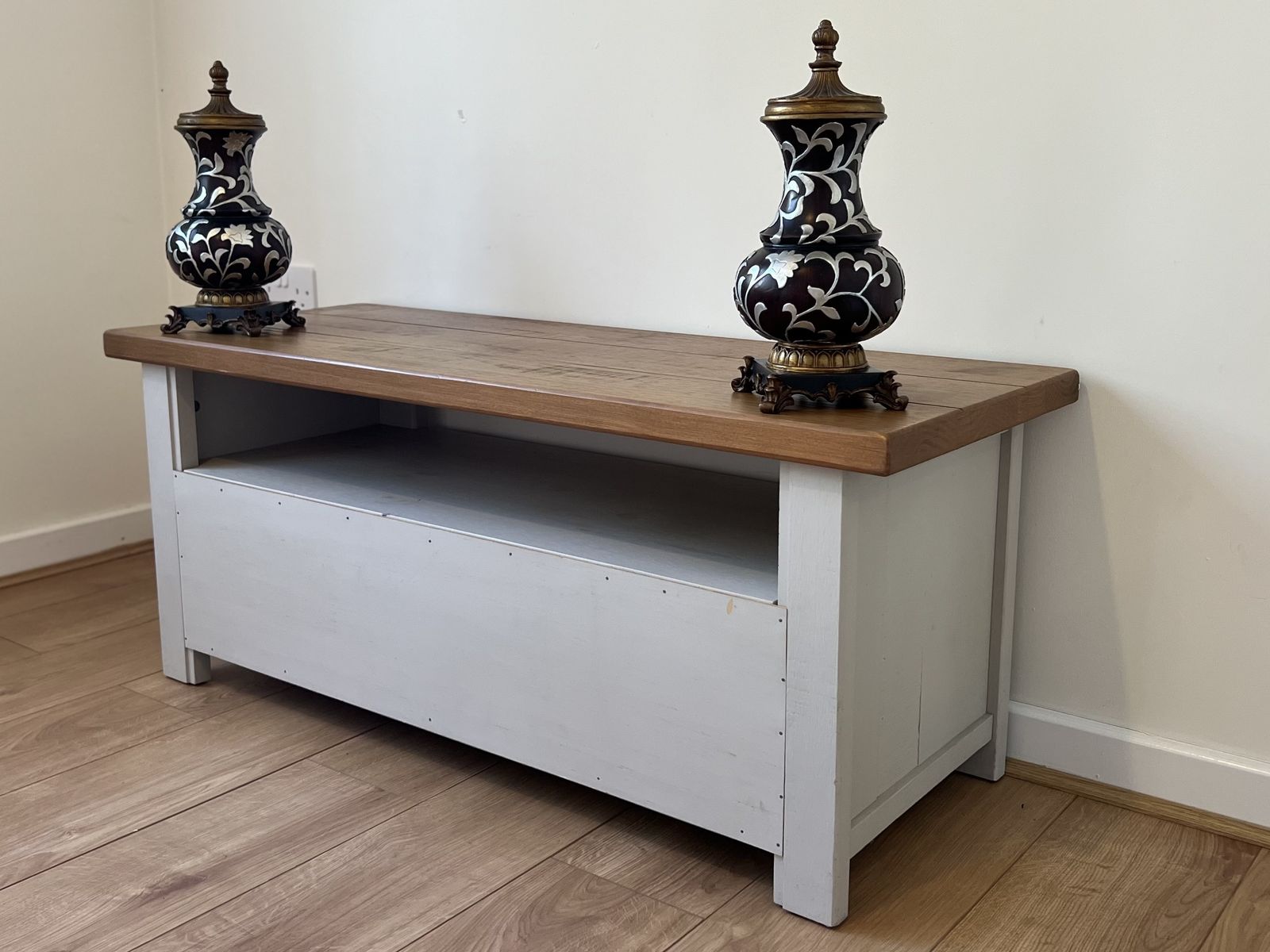 Furniture Next Hartford Tv Unit Living Room Solid Oak & Light Grey Tv Stand Rrp £450!!! photo