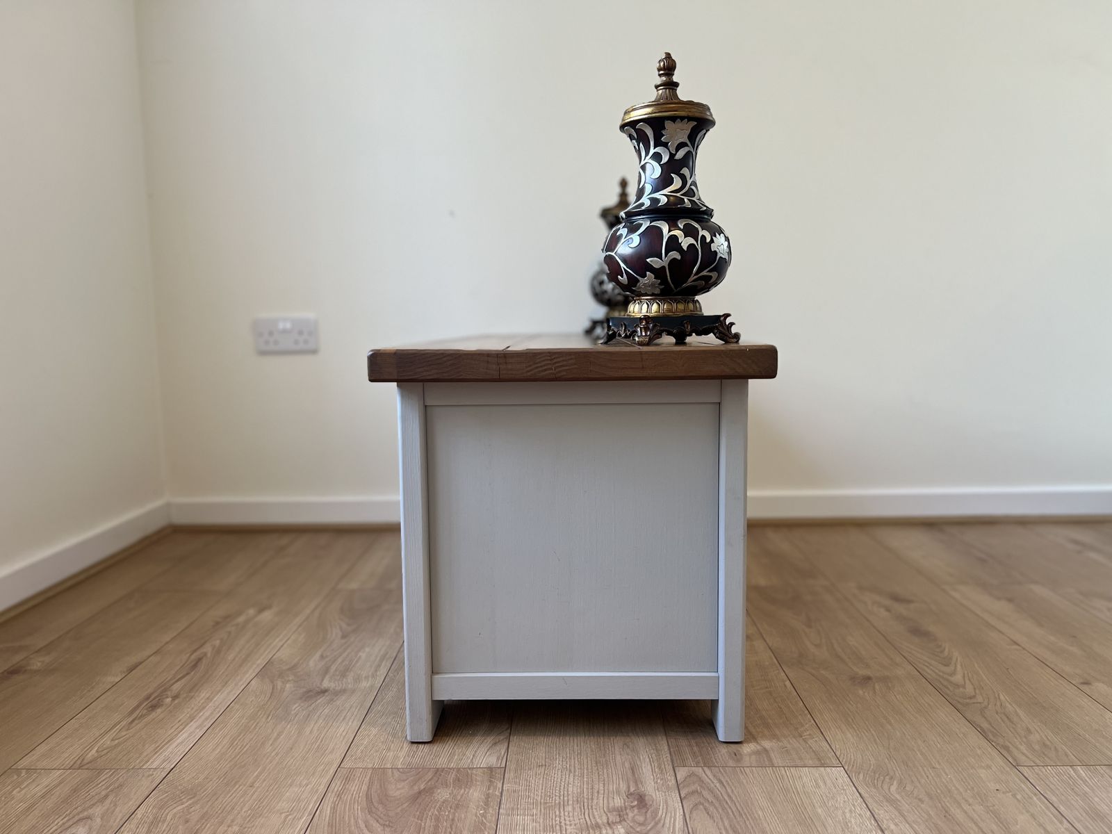photo vinterior Next Hartford Tv Unit Living Room Solid Oak & Light Grey Tv Stand Rrp £450!!!