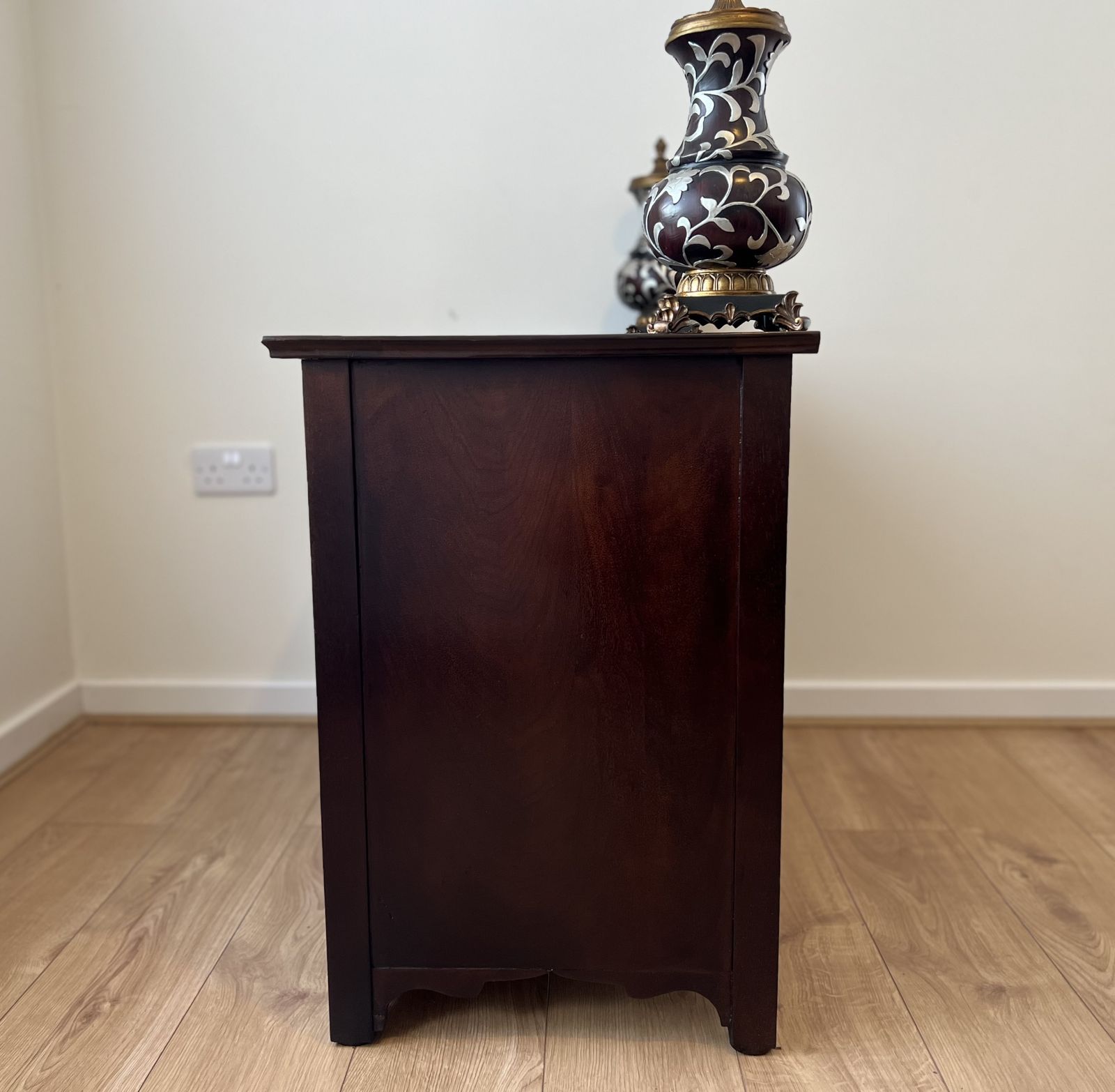 Antique Burr Walnut Chest Of Drawers 2 Over 2 Brass Handles Bedroom Storage photo vintage