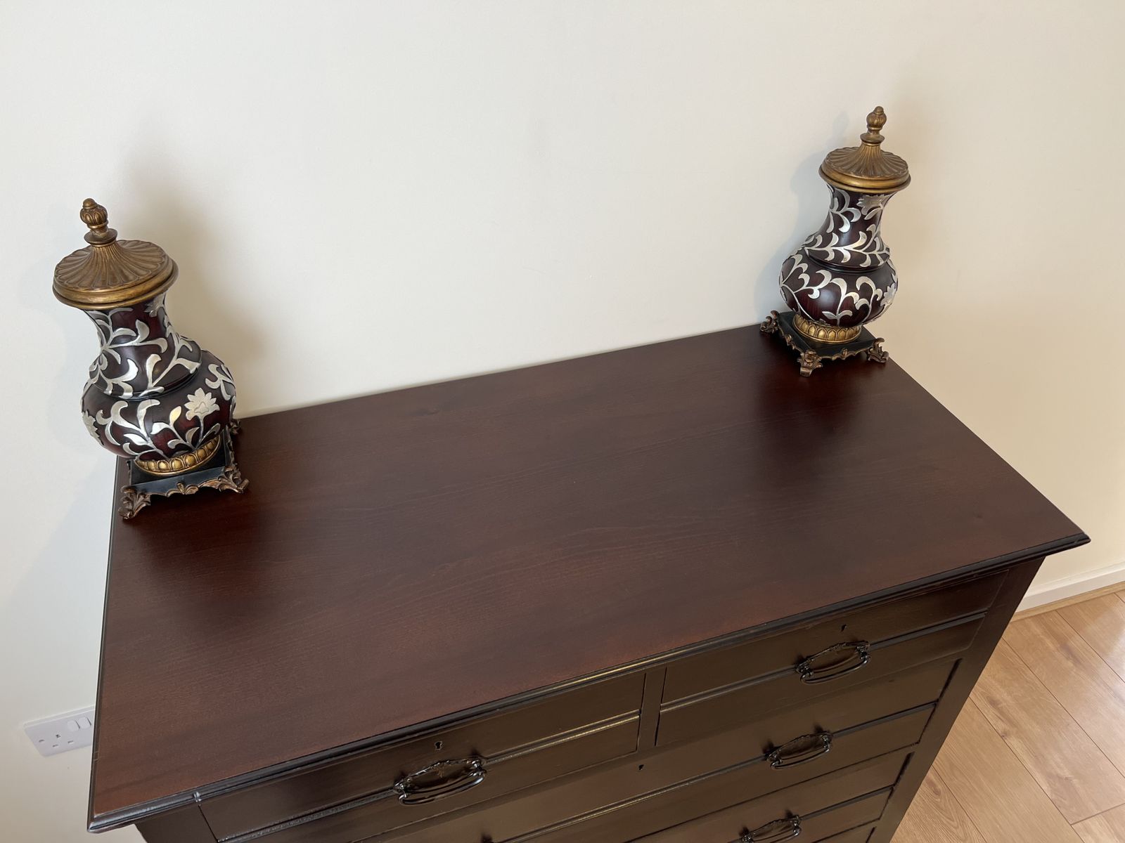 Antique Mahogany Chest Of Drawers 1900 1920 Original Brass Handles photo 280.0