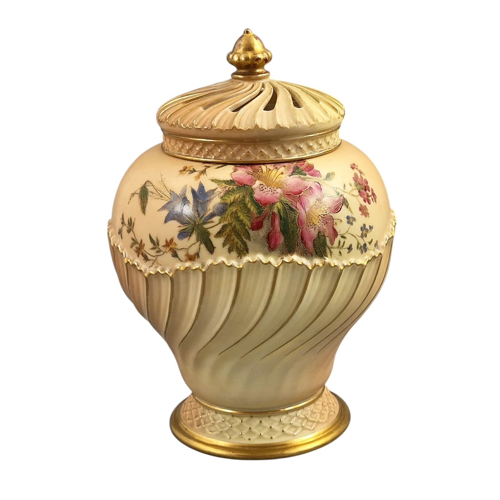 Royal Worcester Blush Ivory Pot Pourri Jar And Cover, England, 1903 photo vinterior