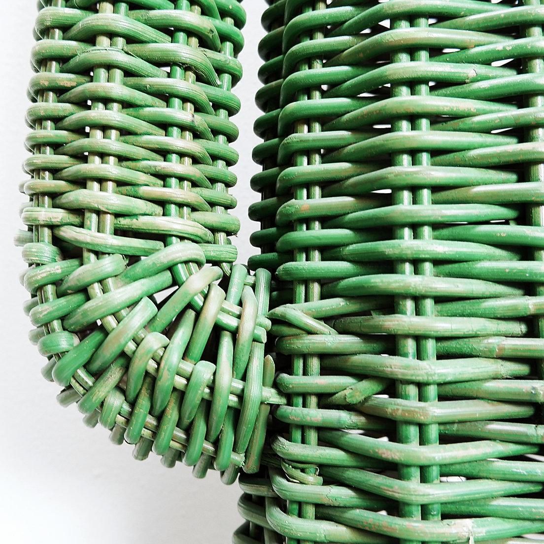 Hand Woven Rattan Saguaro Cactus Sculpture 1970s photo vintage