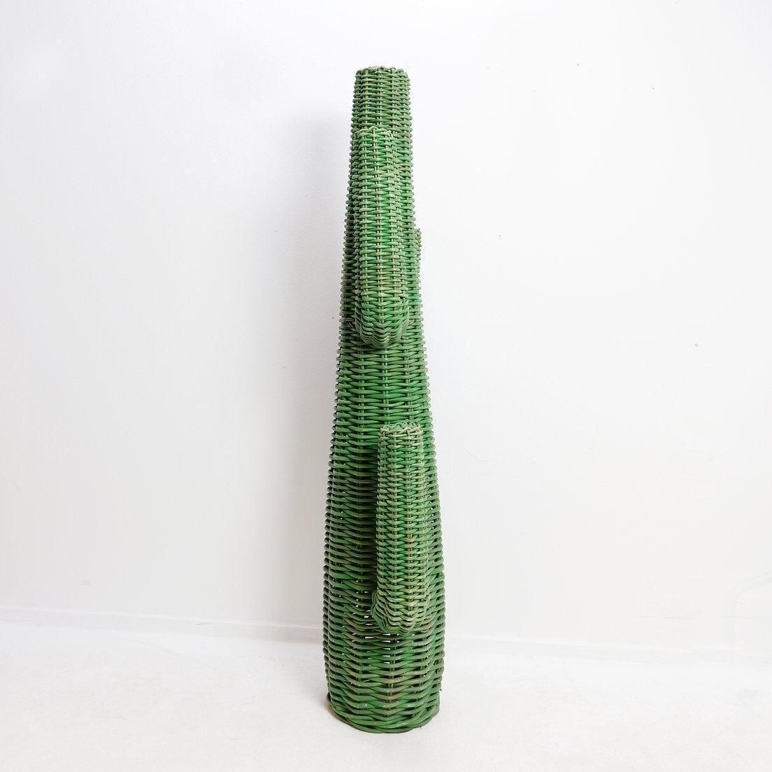 photo vinterior Hand Woven Rattan Saguaro Cactus Sculpture 1970s
