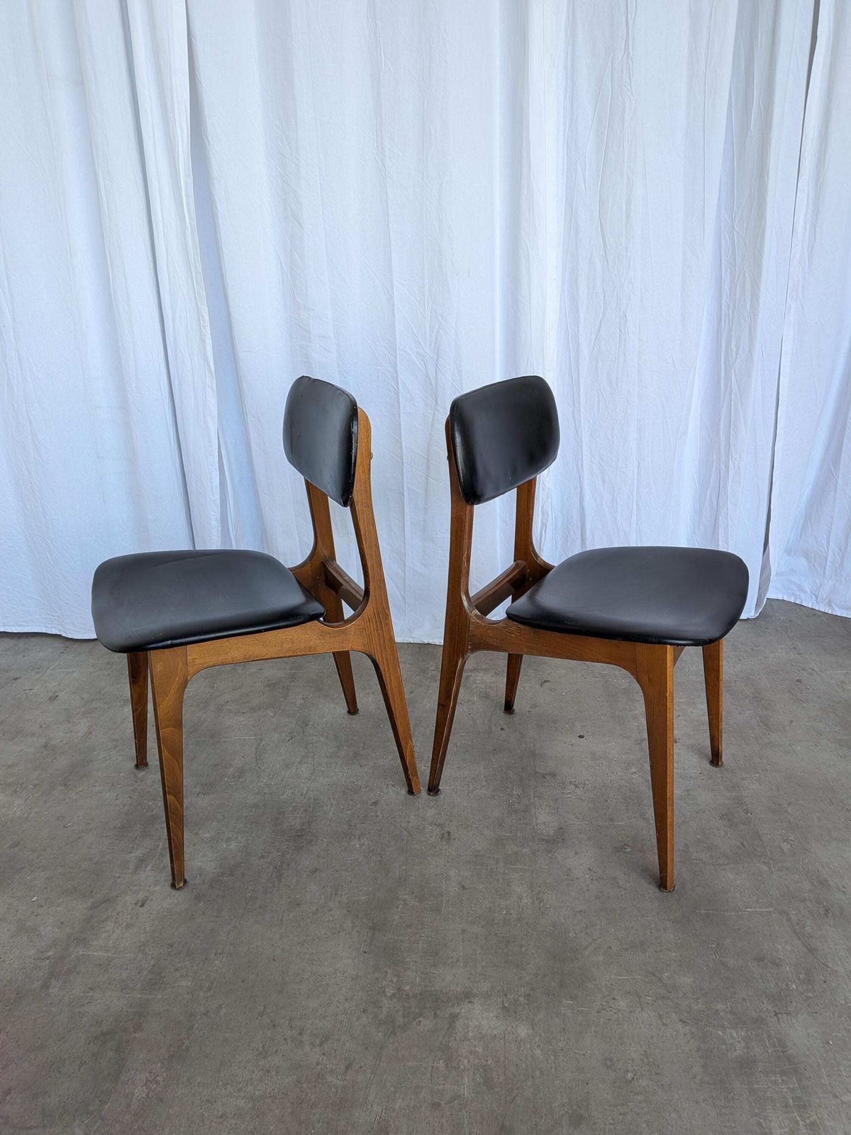 Vintage Stol Kamnik Dining Chair: Black Leather, Mid Century Modern photo furniture
