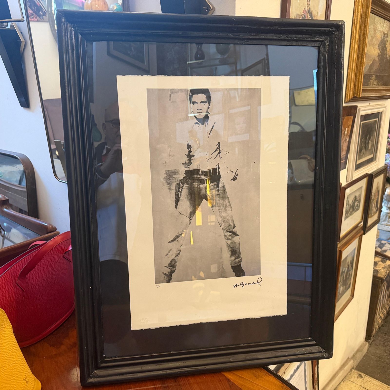 828.0 21st Century Black Framed Elvis Presley 40/100 Lithography By Andy Warhol photo