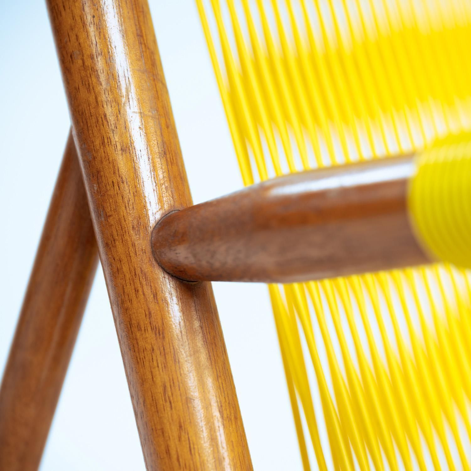 photo for sale 2 Beechwood Yellow 'Spaghetti' Armchairs Garden Lounge Chairs, 1960s