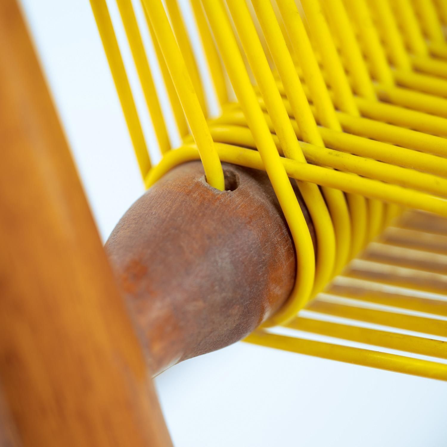 Furniture 2 Beechwood Yellow 'Spaghetti' Armchairs Garden Lounge Chairs, 1960s photo