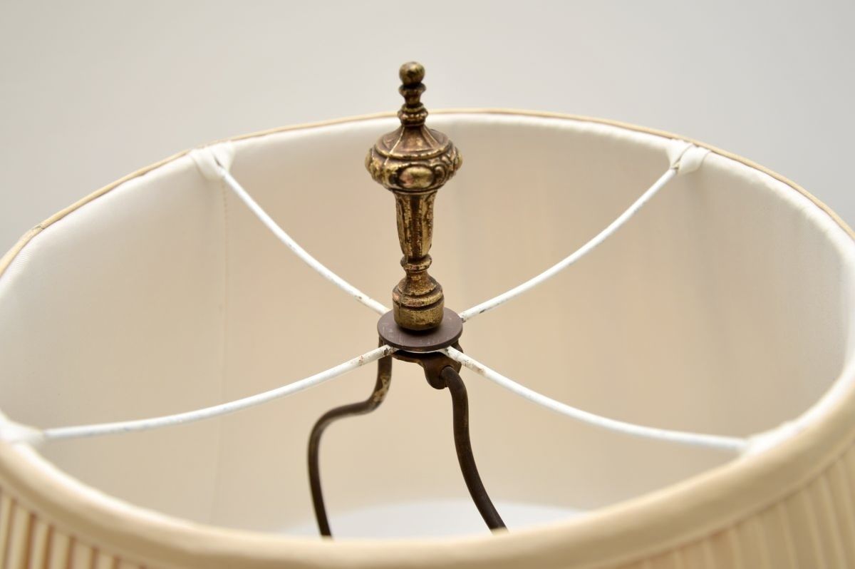 photo for sale Pair Of Antique French Ceramic And Gilt Metal Table Lamps