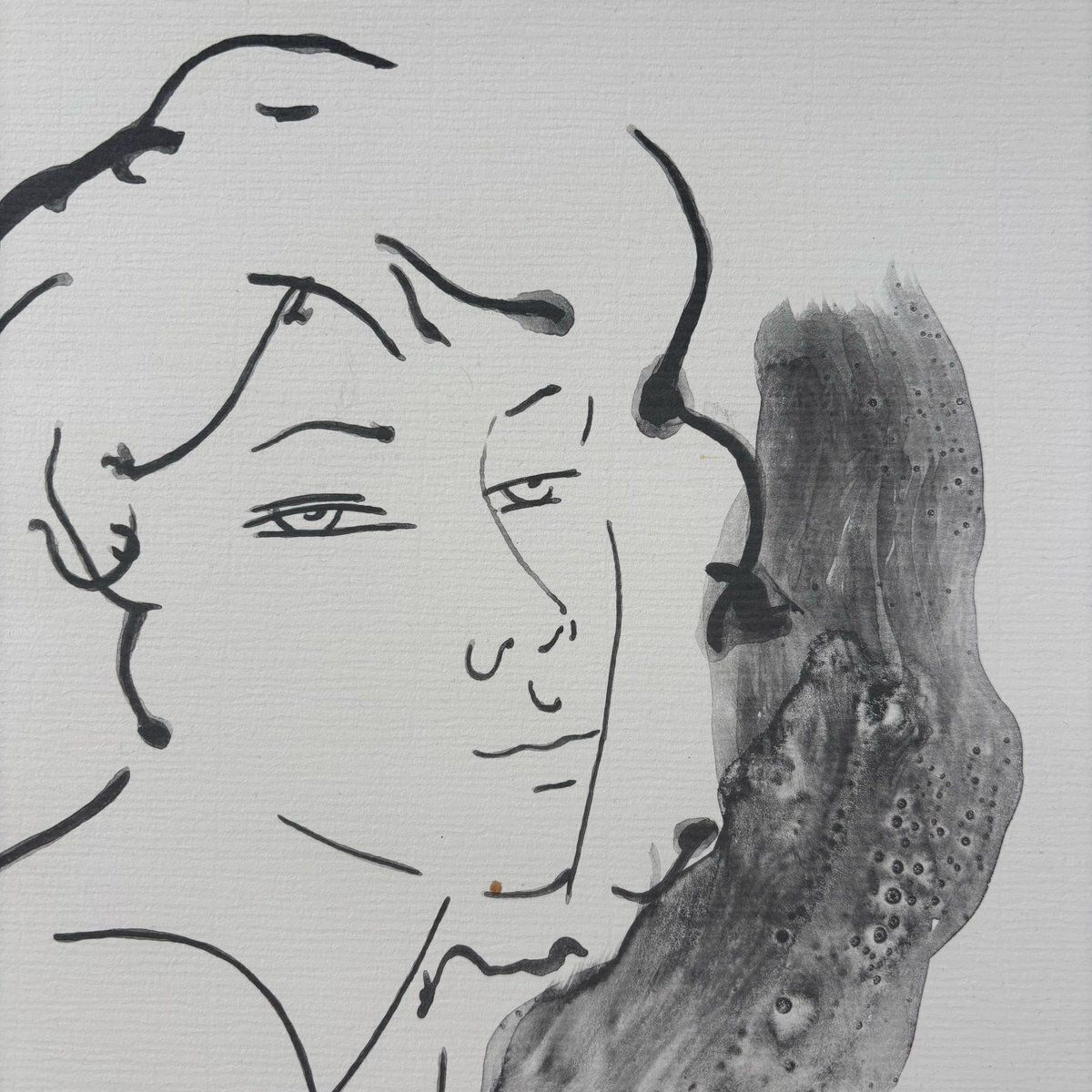 Alain Bonnefoit Large Japanese Sumi E Style Nude 1991 Lithograph photo for sale