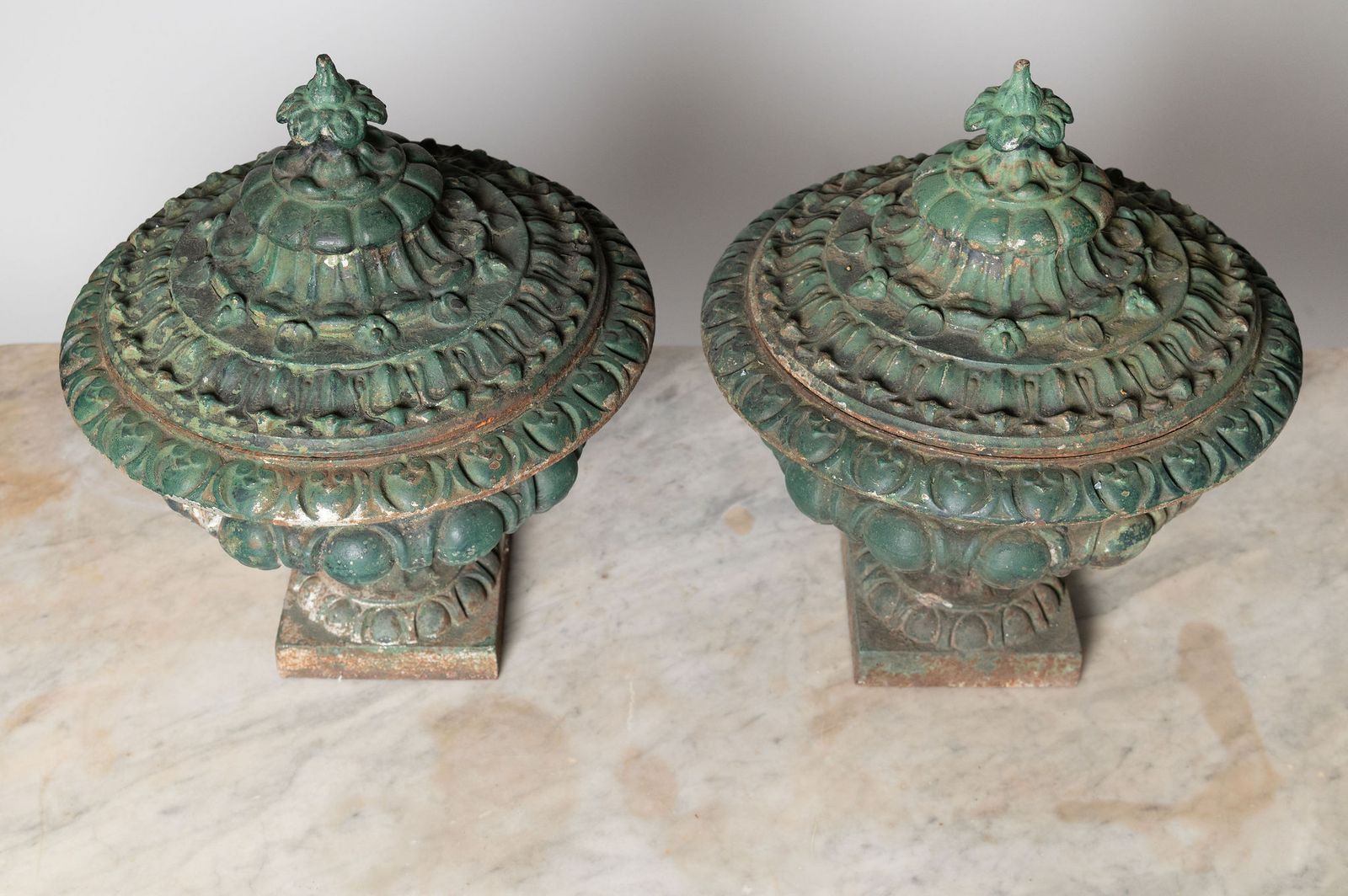Pair Of Antique Urns With The Original Lids photo for sale