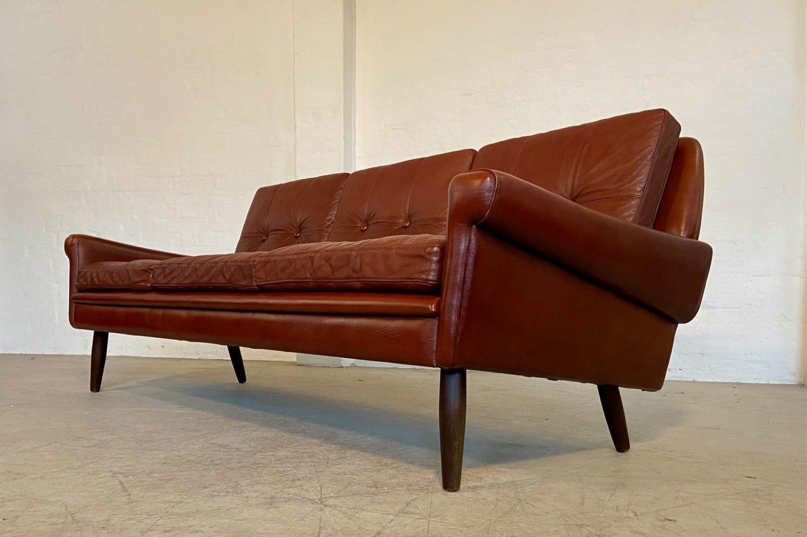 Svend Skipper  3 Person Sofa In Chestnut Brown  Leather 1960,S photo Furniture