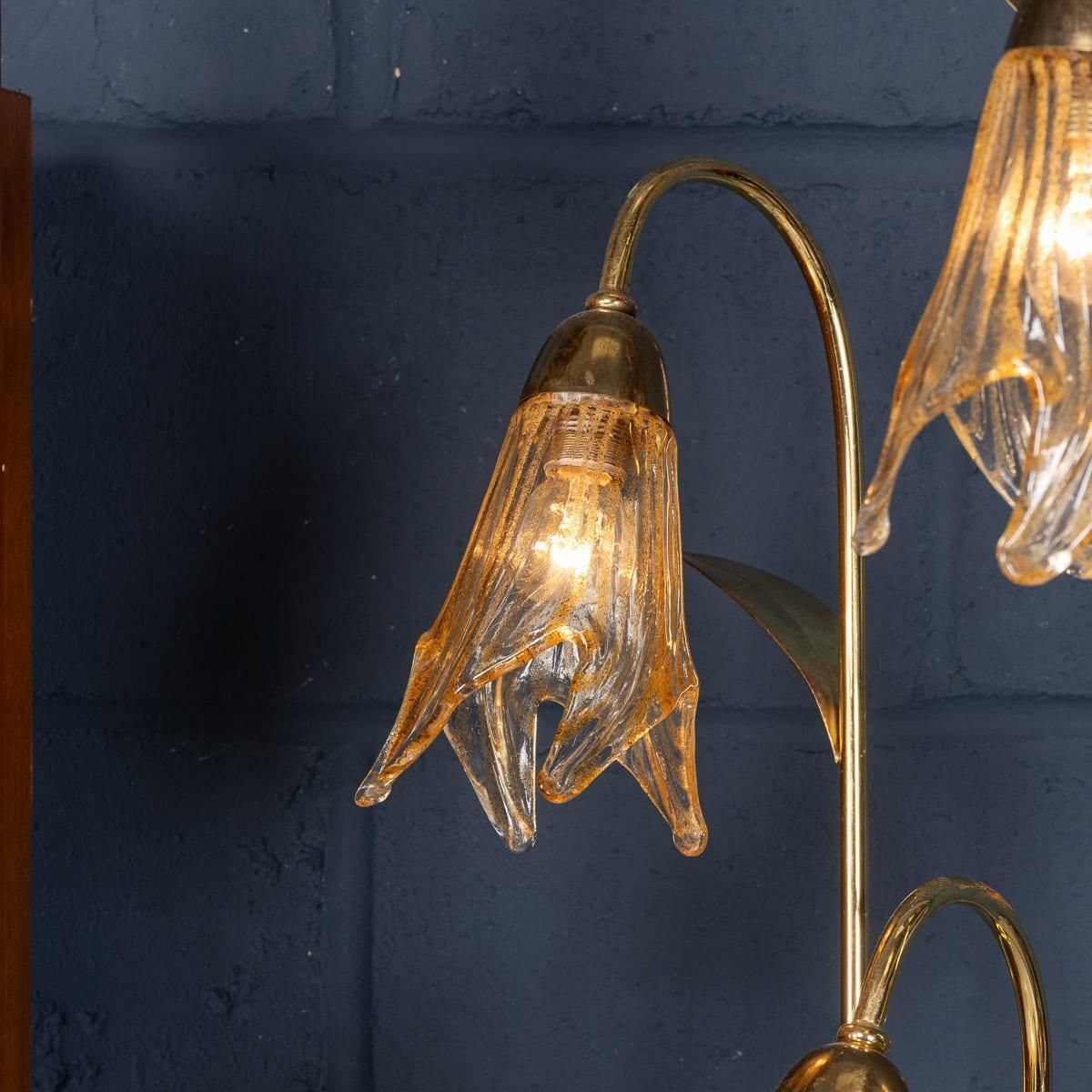 photo furniture Vintage 20th Century Italian Brass & Glass Floor Lamp, Murano C.1980