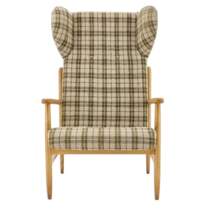 1960s Rare Mid Century Modern Beech Wing Armchair By úluv, Czechoslovakia